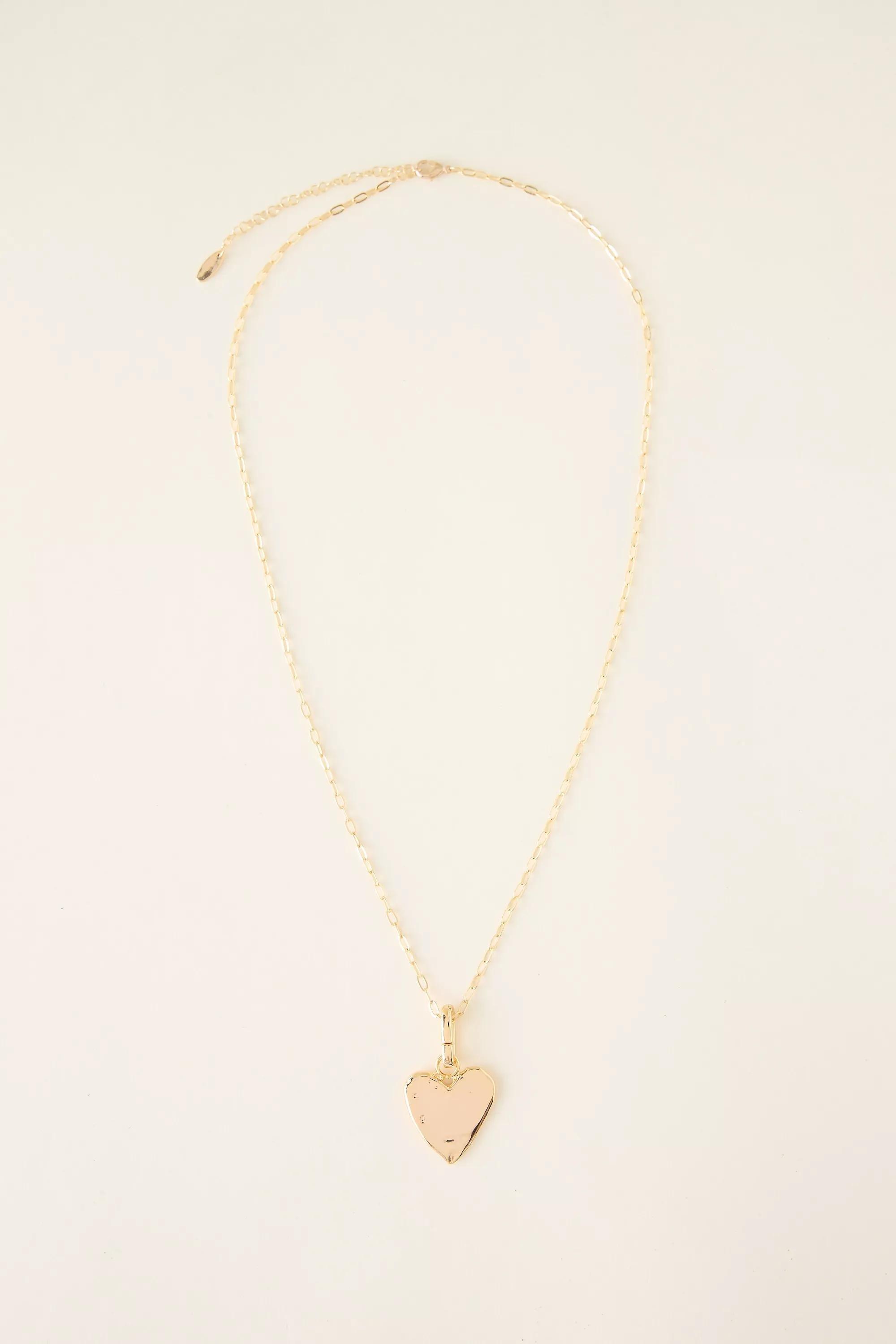 Long Heart Pendant Necklace, Gold, A501_0070, medium