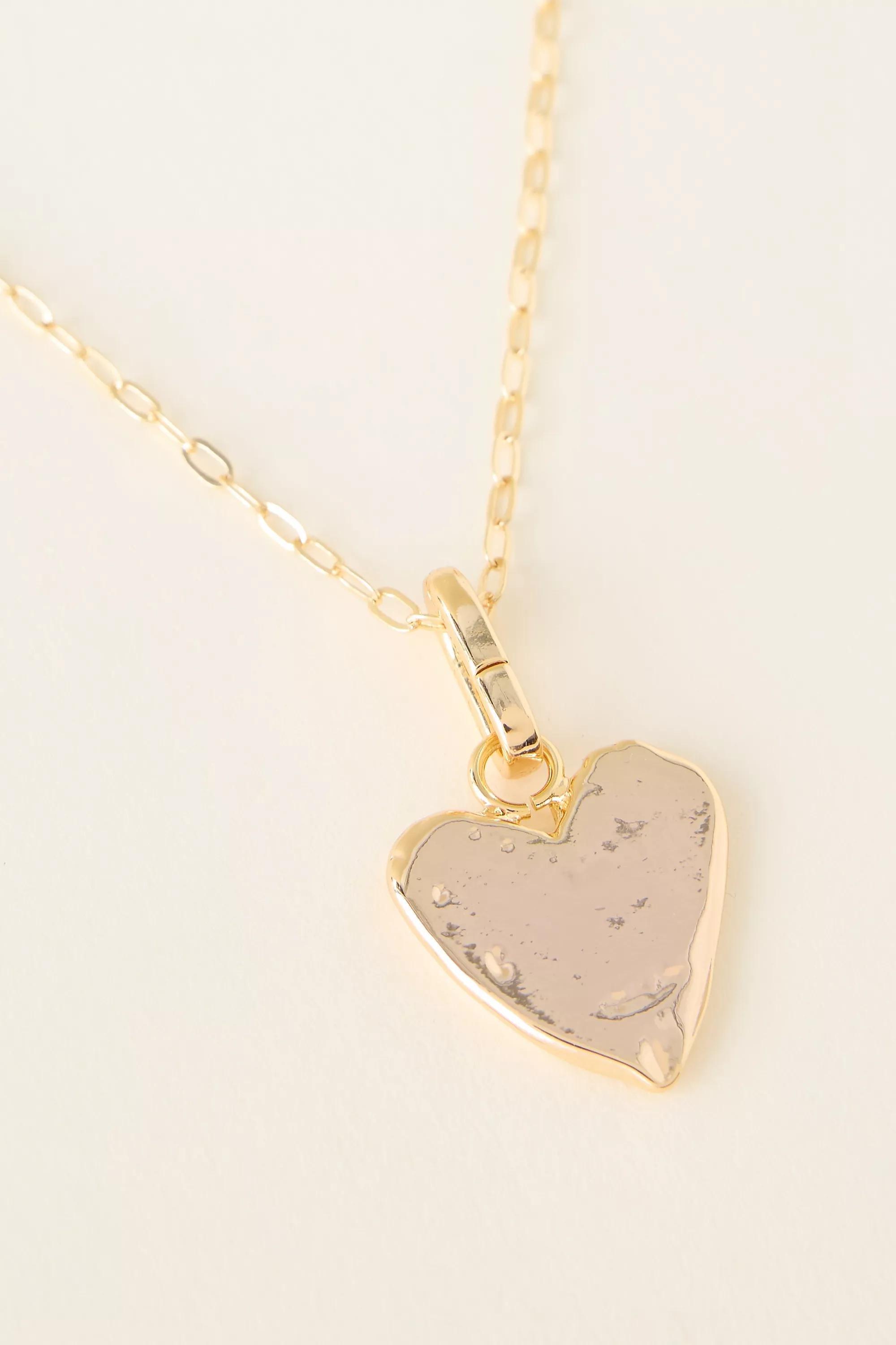 Long Heart Pendant Necklace, Gold, A501_0070, medium