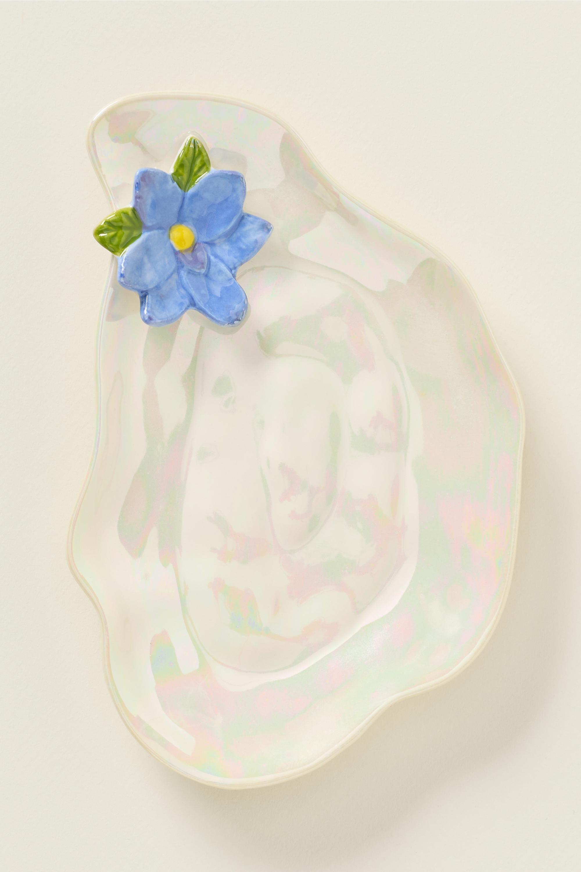Sirena Stoneware Oyster Canape Plate, Blue, Blue, large image number 1