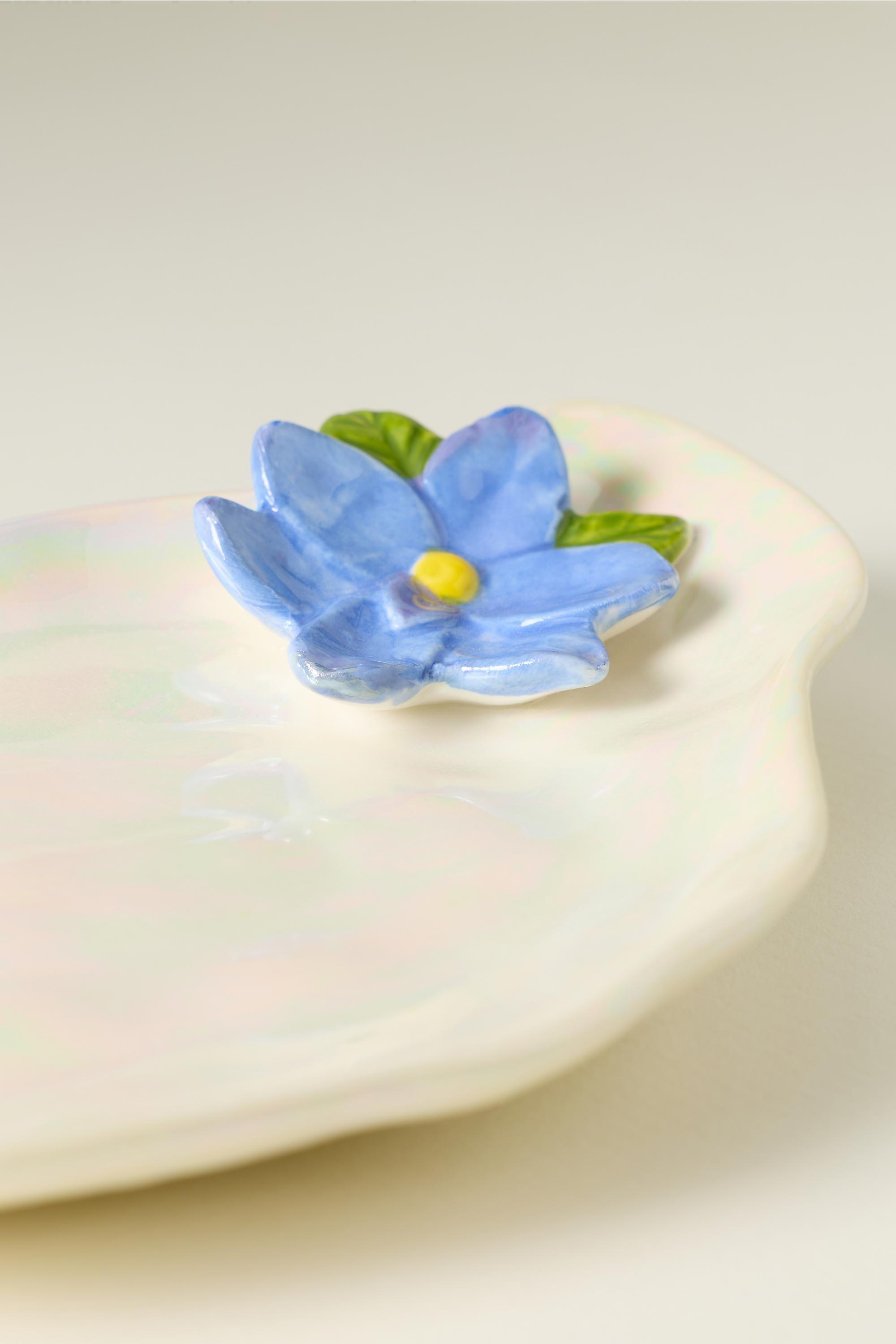 Sirena Stoneware Oyster Canape Plate, Blue, Blue, medium