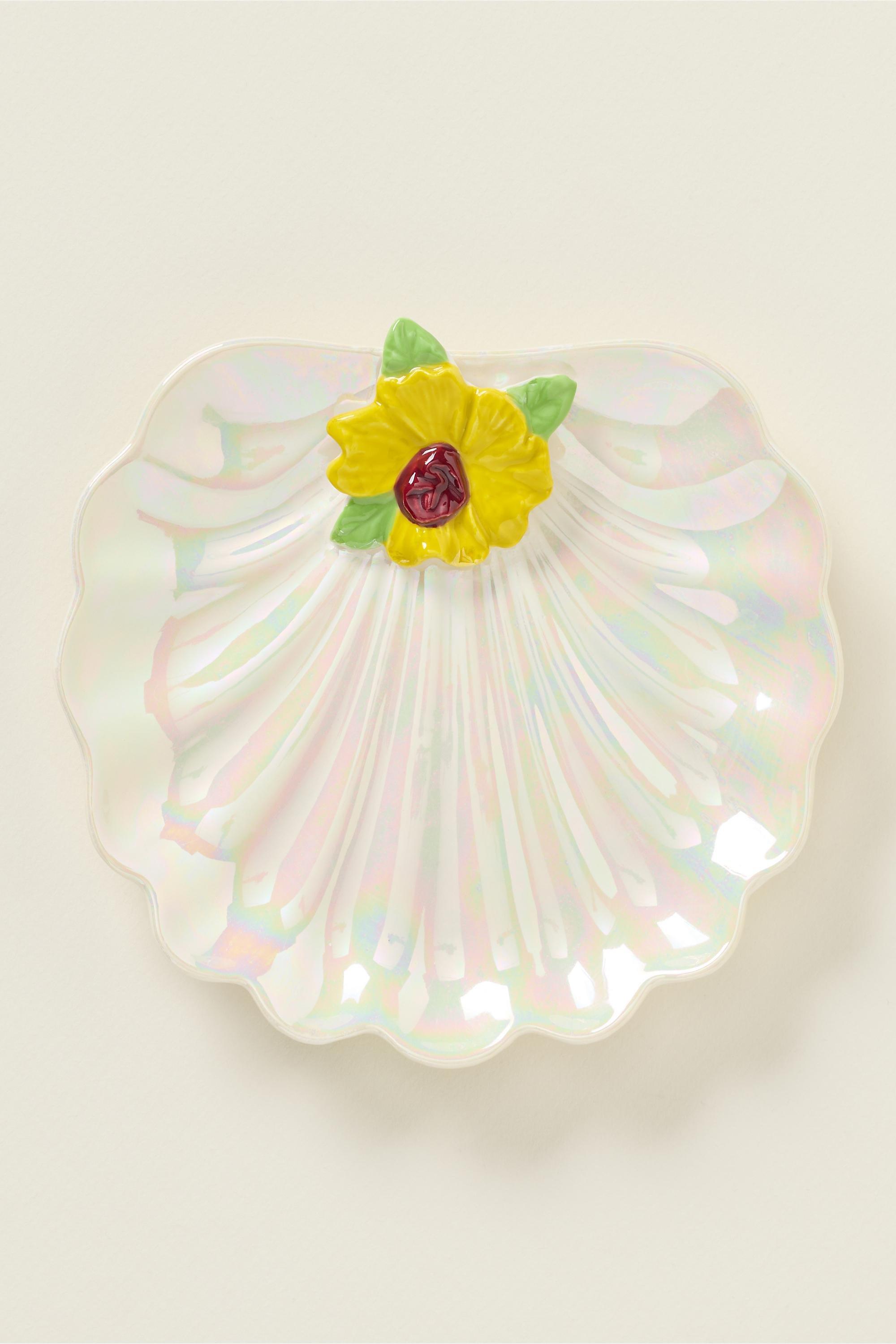 Sirena Stoneware Oyster Canape Plate, Pink, Pink, large image number 0