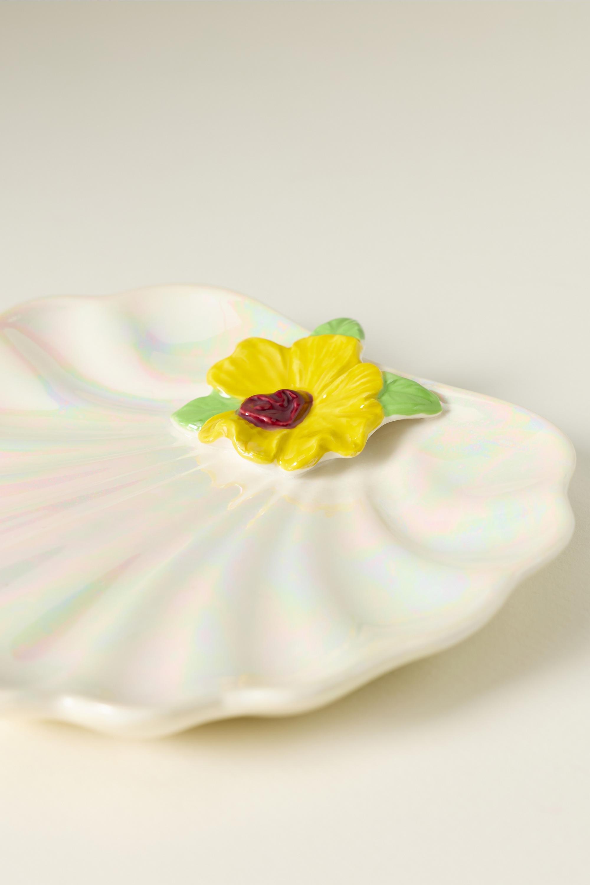 Sirena Stoneware Oyster Canape Plate, Pink, Pink, large image number 2