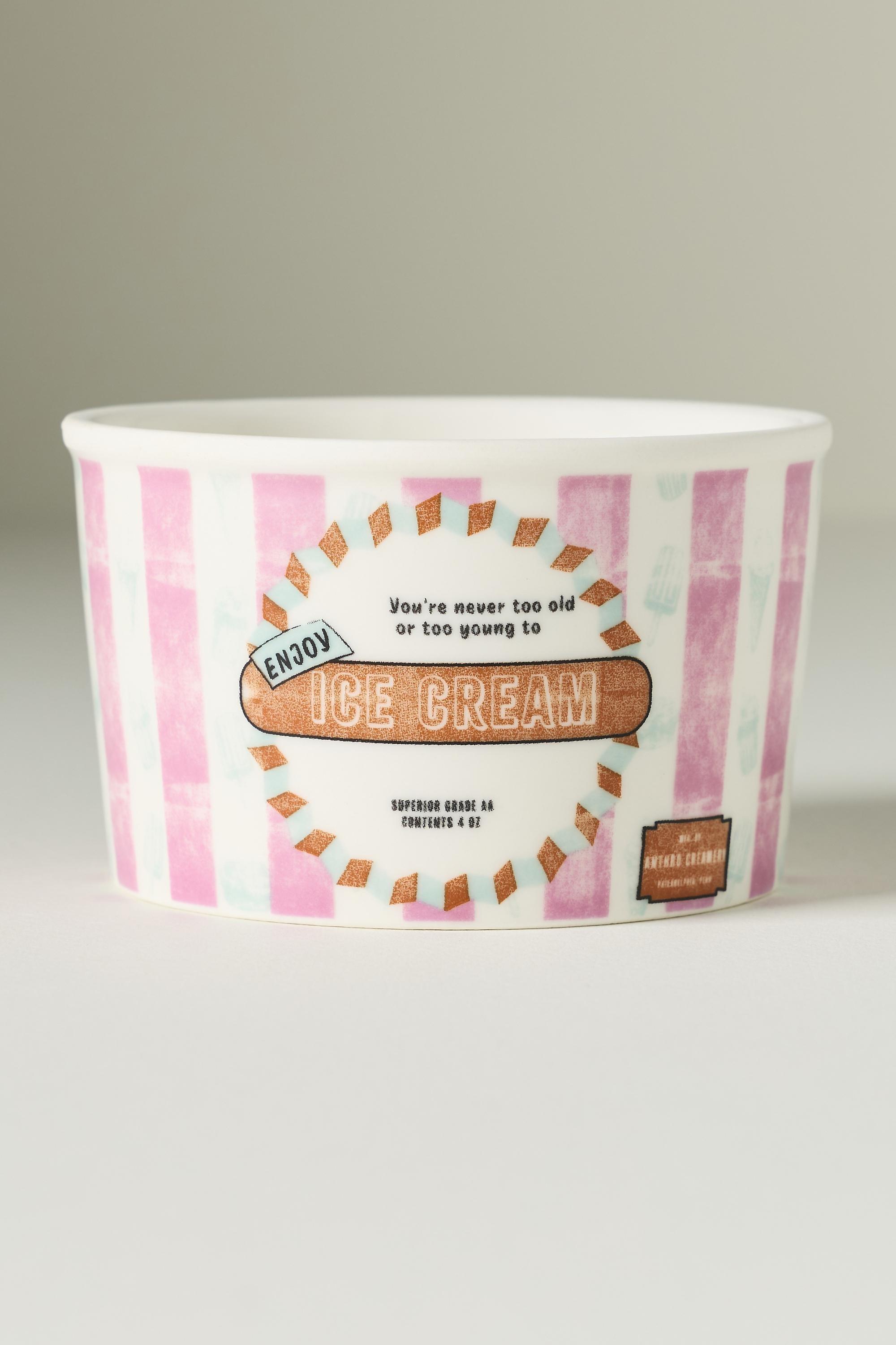 Glace Stoneware Ice Cream Bowl, Pink, Pink, large image number 0