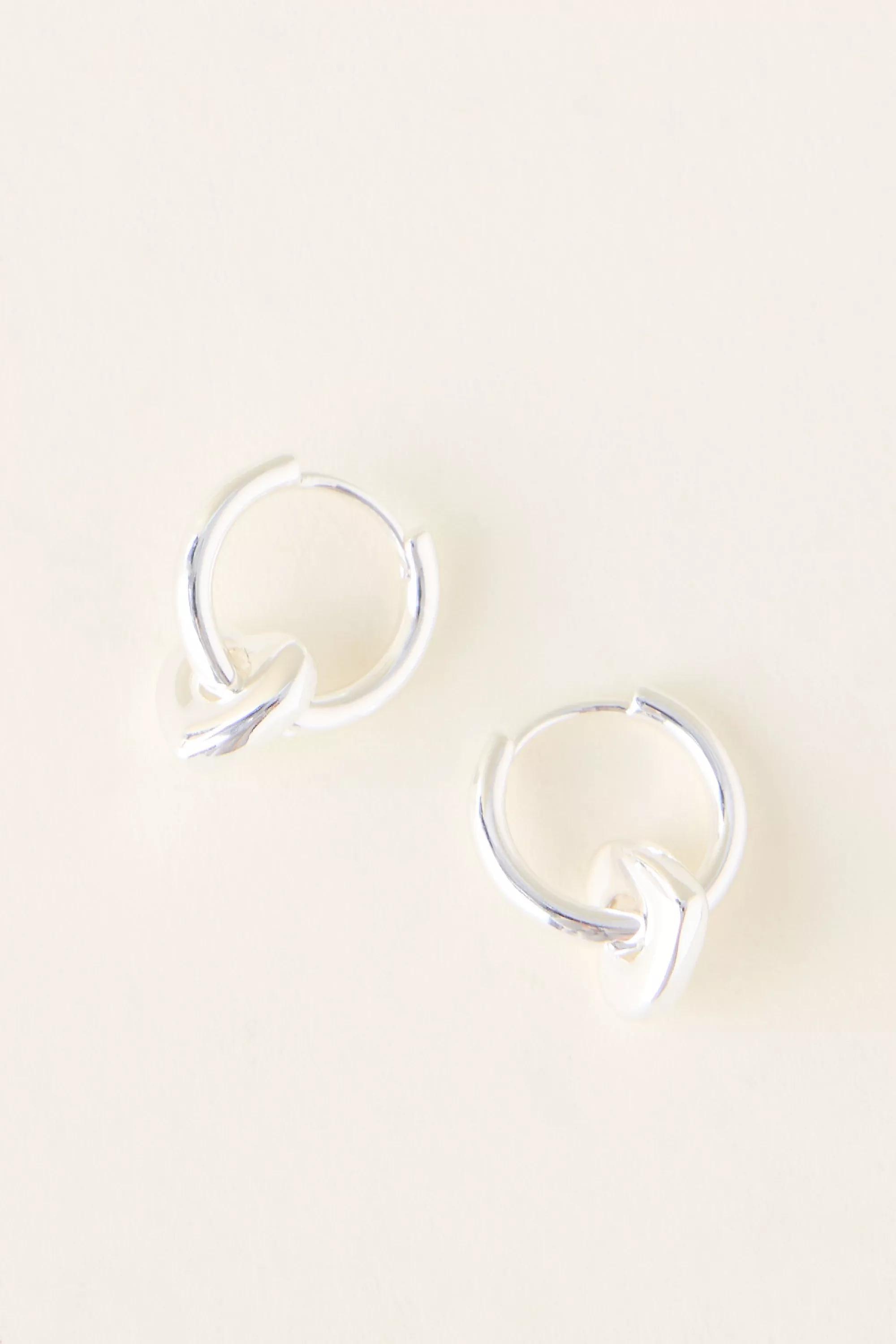 Heart Huggie Hoop Earrings, Silver, A501_0007, large image number 1