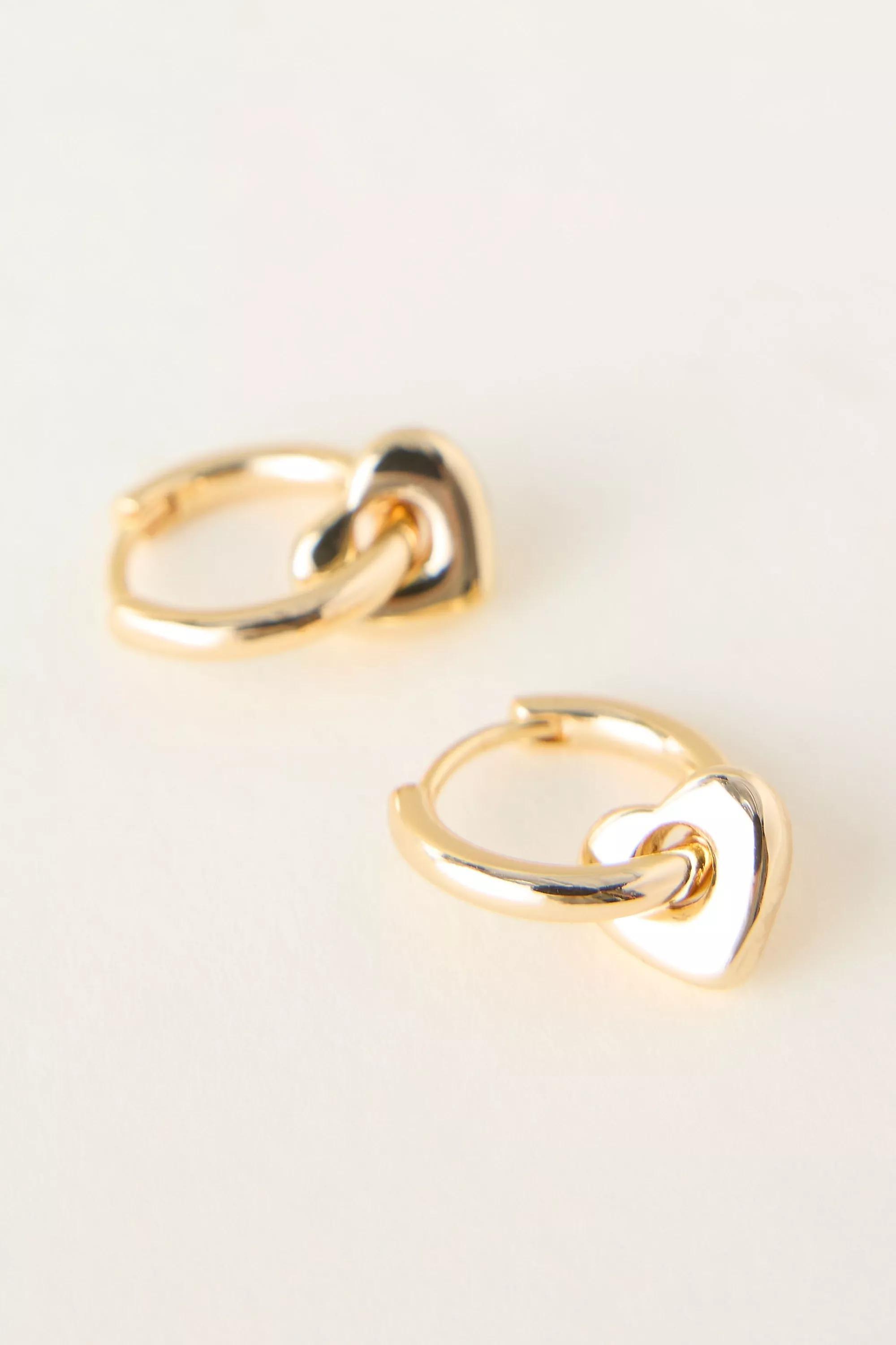 Heart Huggie Hoop Earrings, Gold, A501_0070, large image number 1