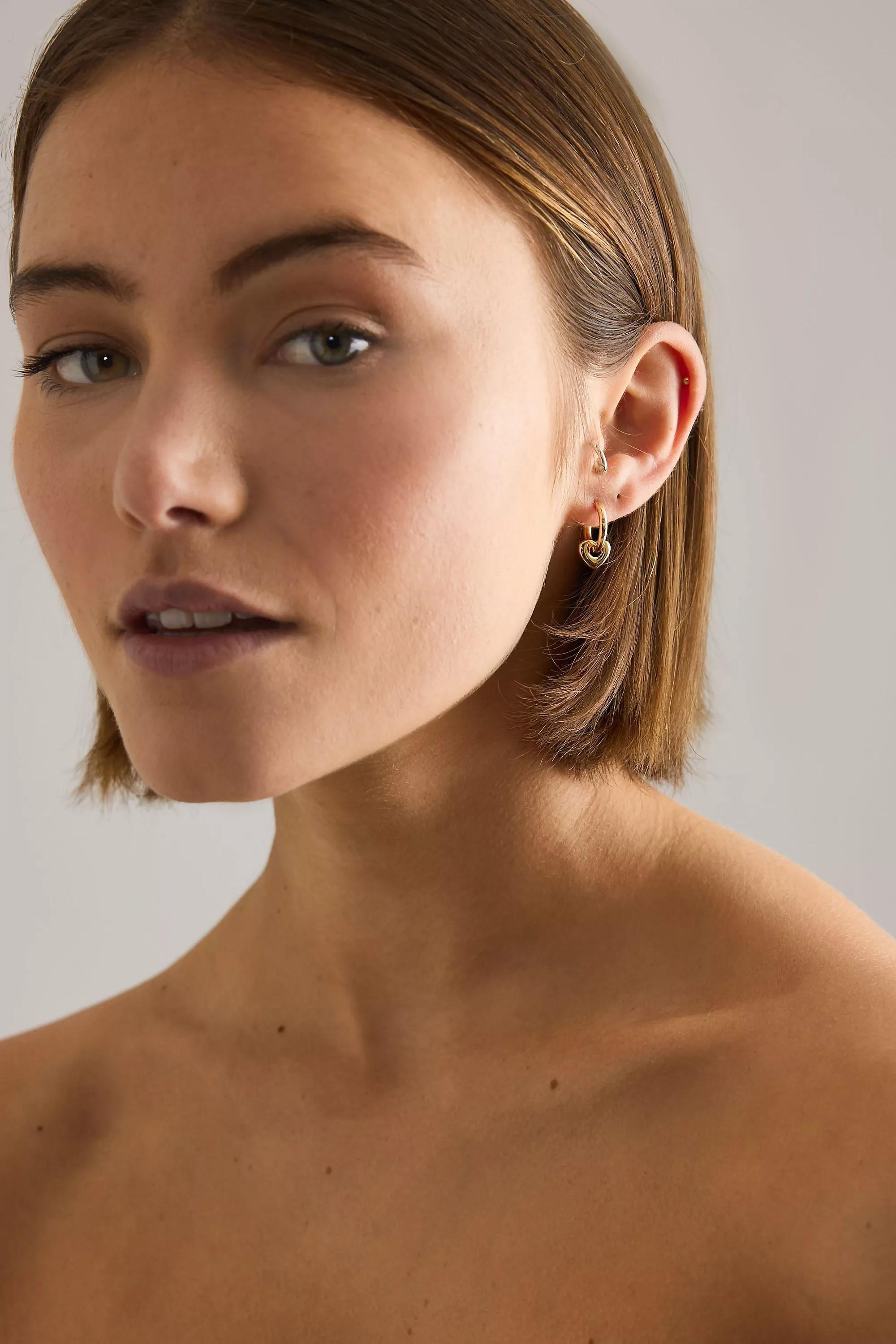 Heart Huggie Hoop Earrings, Gold, A501_0070, large image number 2