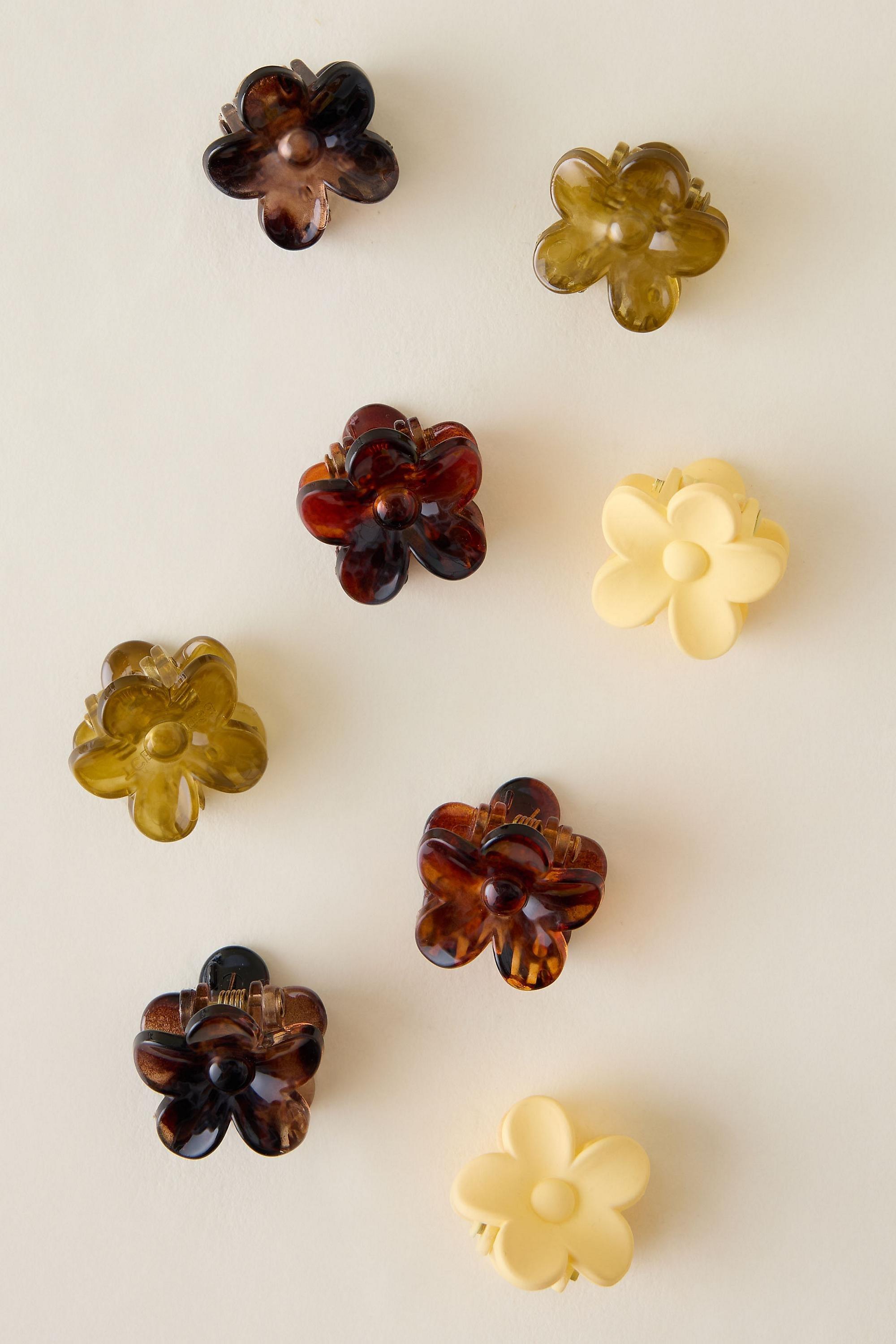 Brown Pattern Mini Flower Hair Claw Clips, Set Of 8, A501_0029, large image number 3