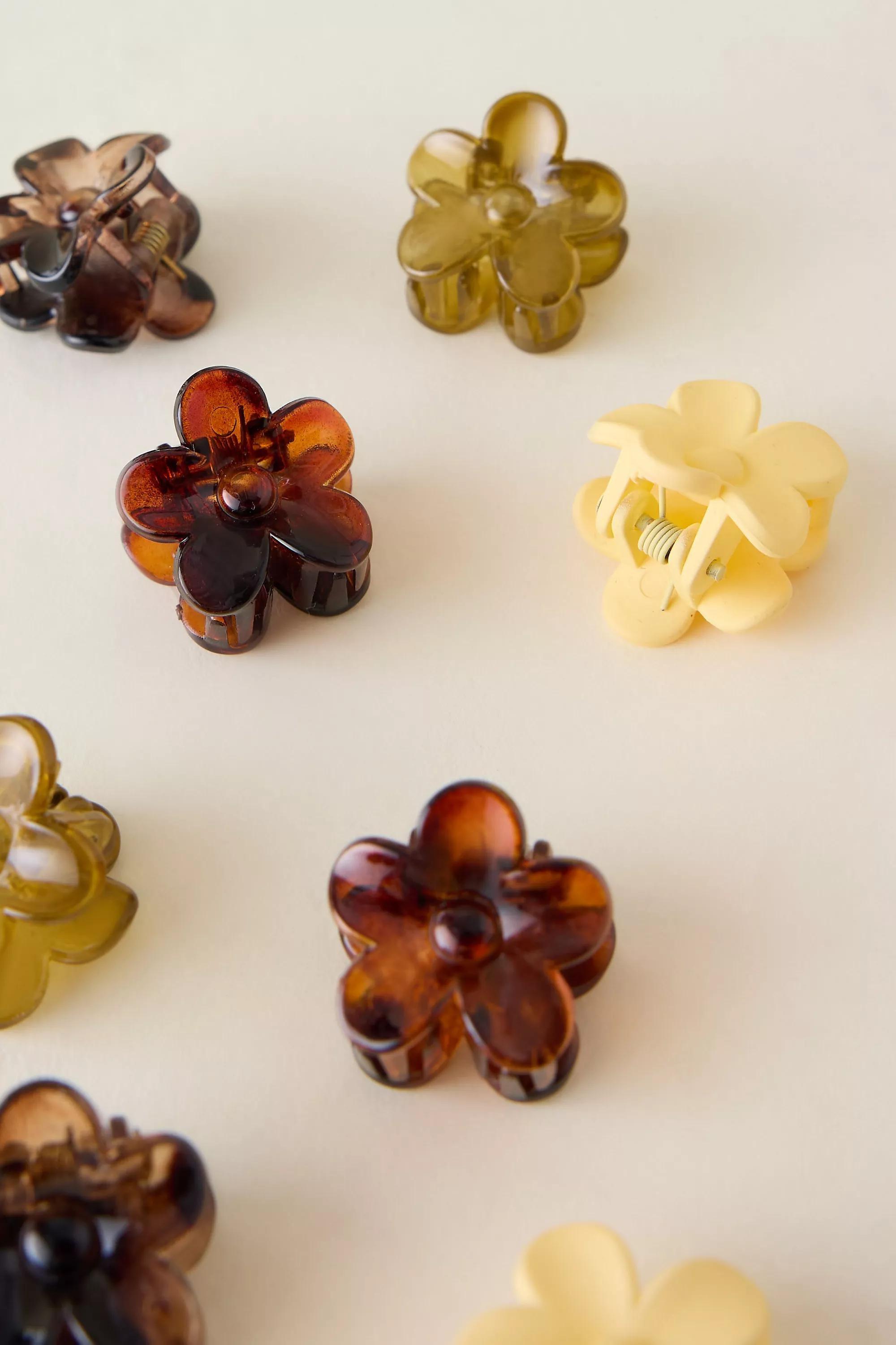 Brown Pattern Mini Flower Hair Claw Clips, Set Of 8, A501_0029, large image number 4