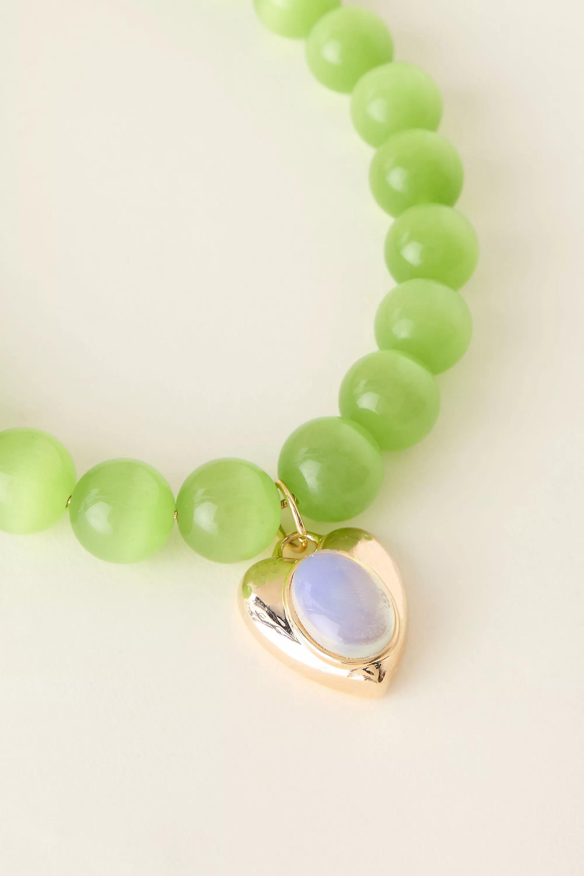 Large Beaded Pendant Bracelet, Green, A501_0034, medium