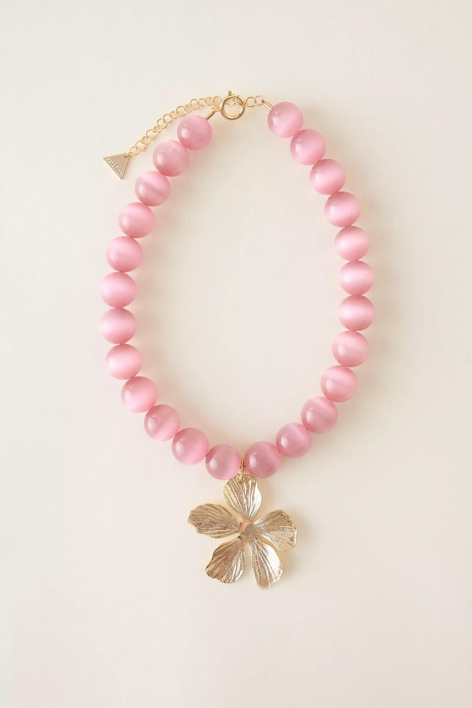 Large Beaded Pendant Bracelet, Pink, A501_0066, large image number 0