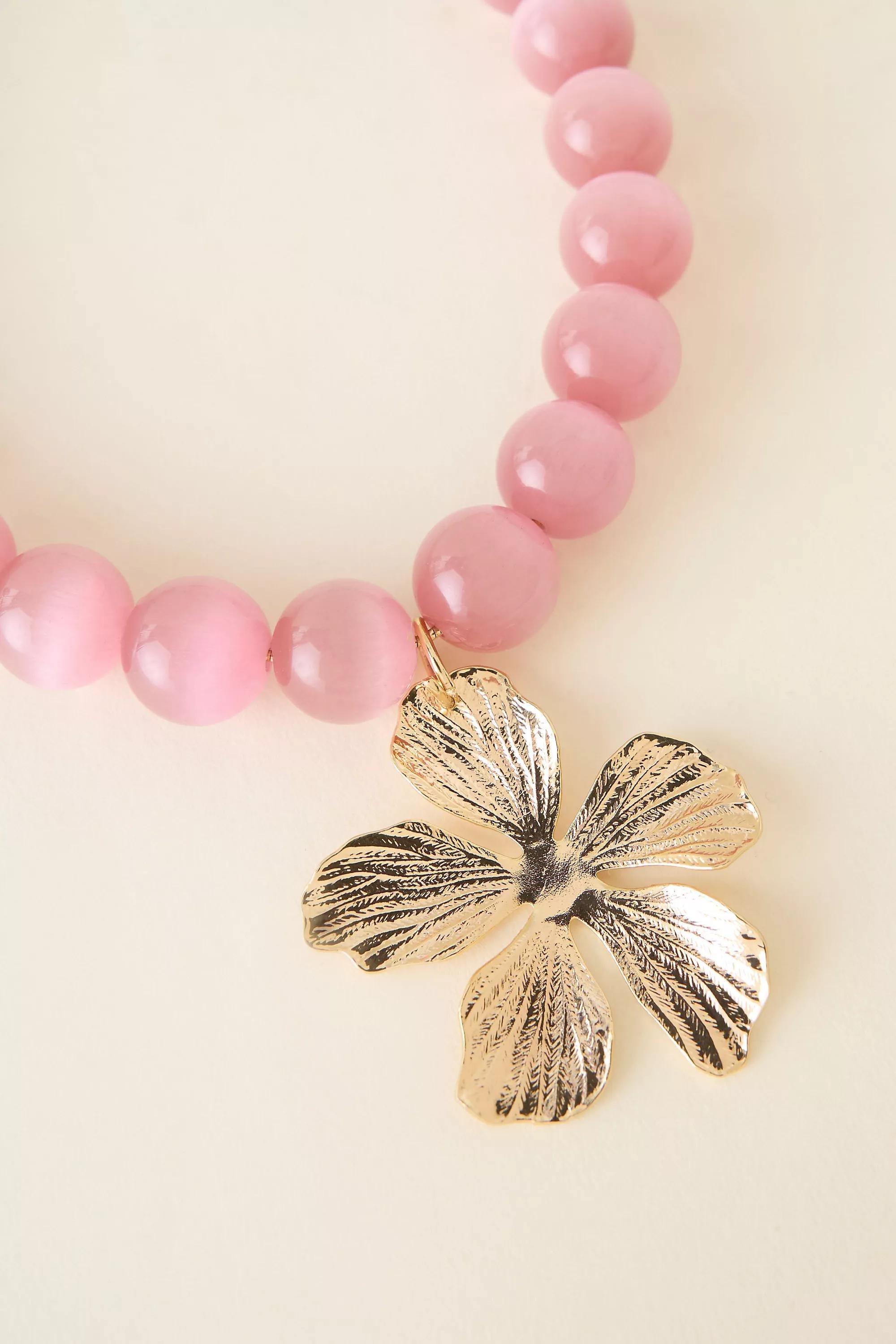 Large Beaded Pendant Bracelet, Pink, A501_0066, medium