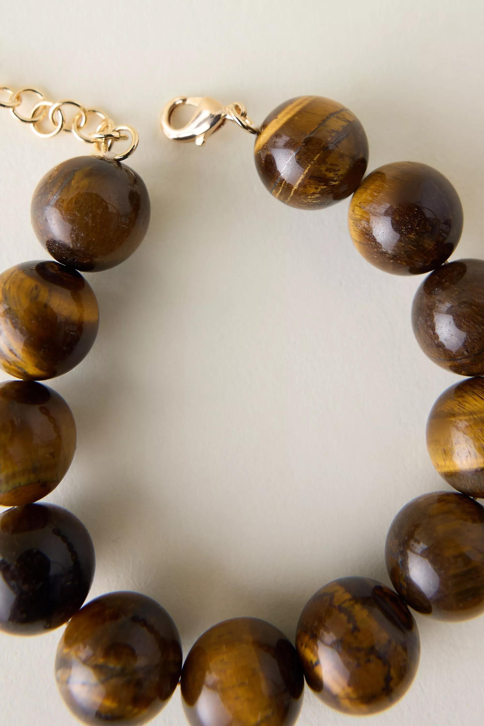 Chunky Beaded Bracelet, Brown, A501_0020, medium