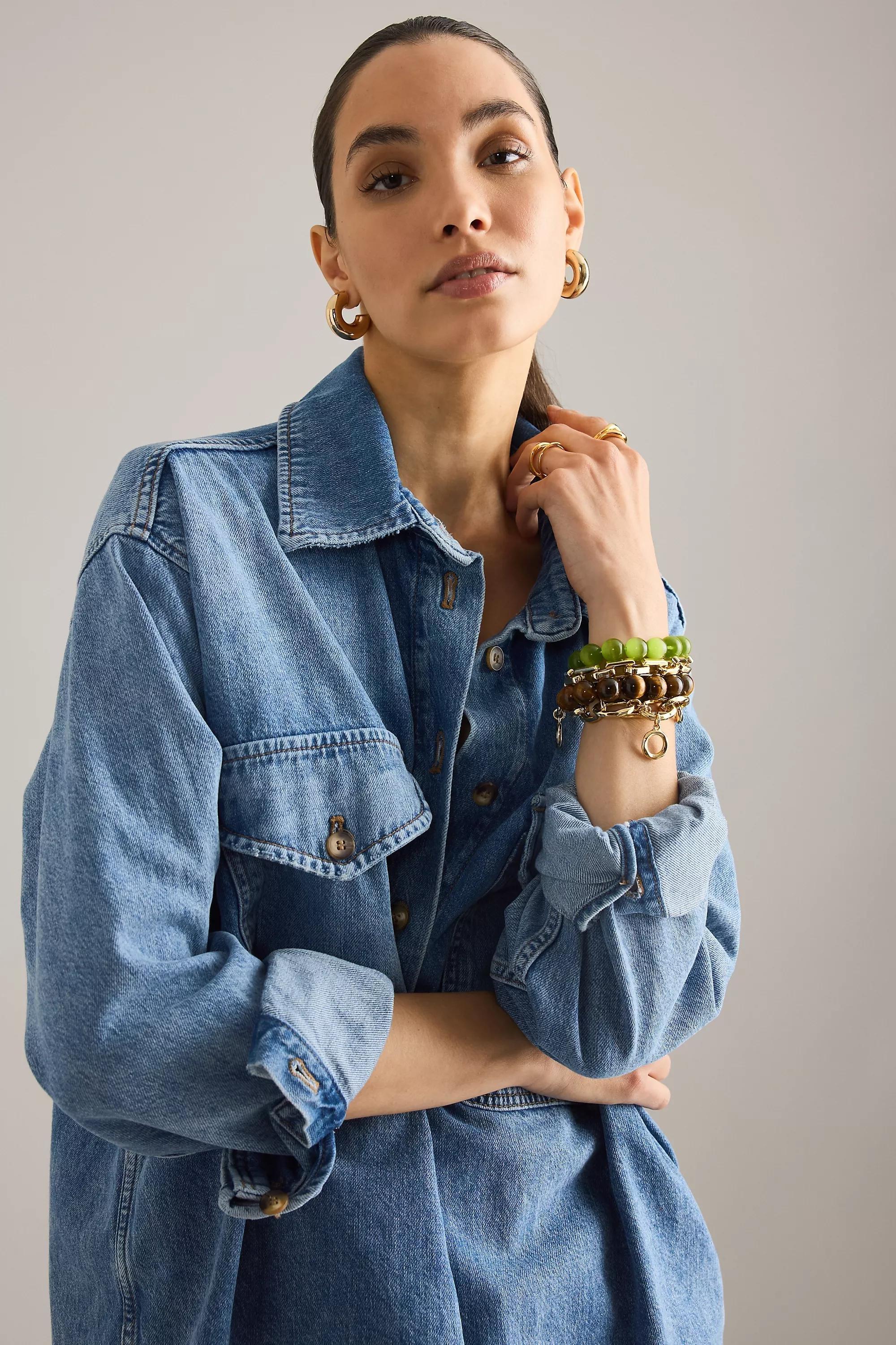 Chunky Beaded Bracelet, Brown, A501_0020, large image number 3