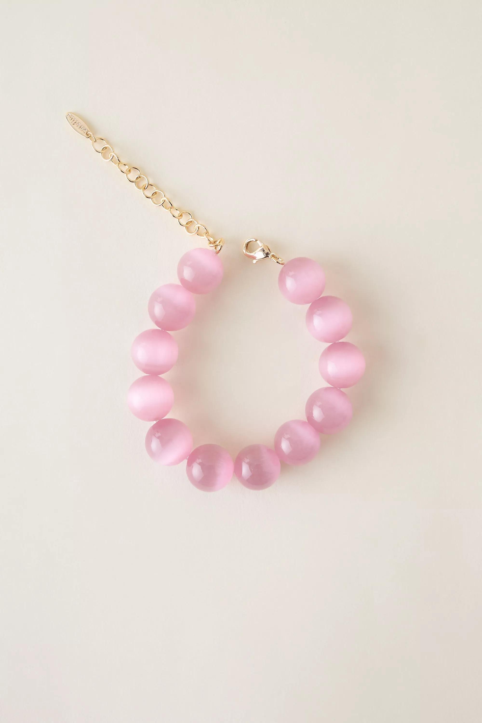Chunky Beaded Bracelet, Pink, A501_0066, medium