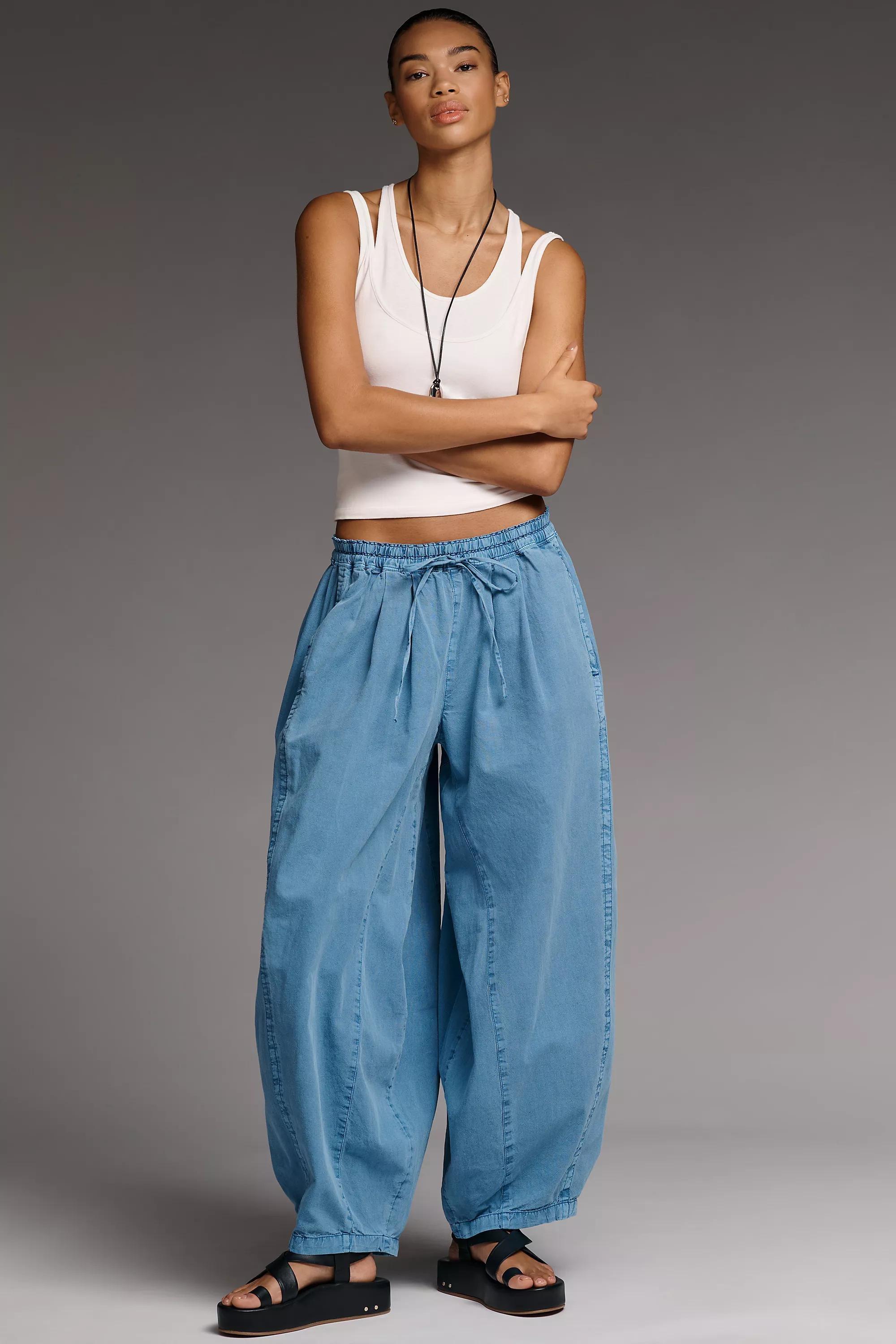 By Pilcro Rena Denim Balloon Trousers, Blue, A501_0040, large image number 0