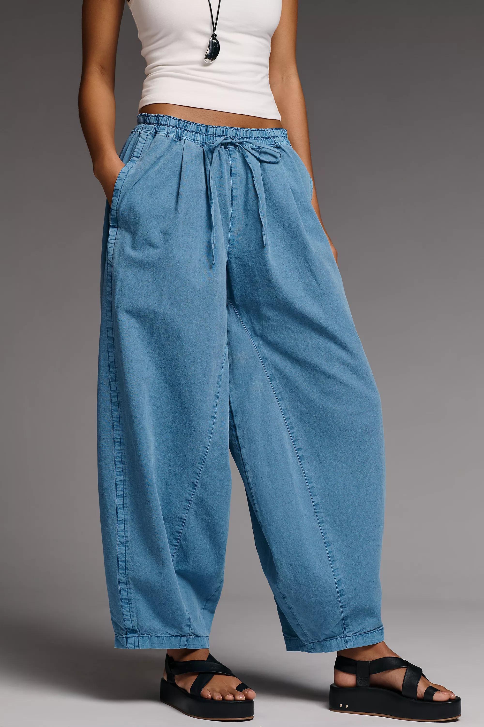 By Pilcro Rena Denim Balloon Trousers, Blue, A501_0040, large image number 5