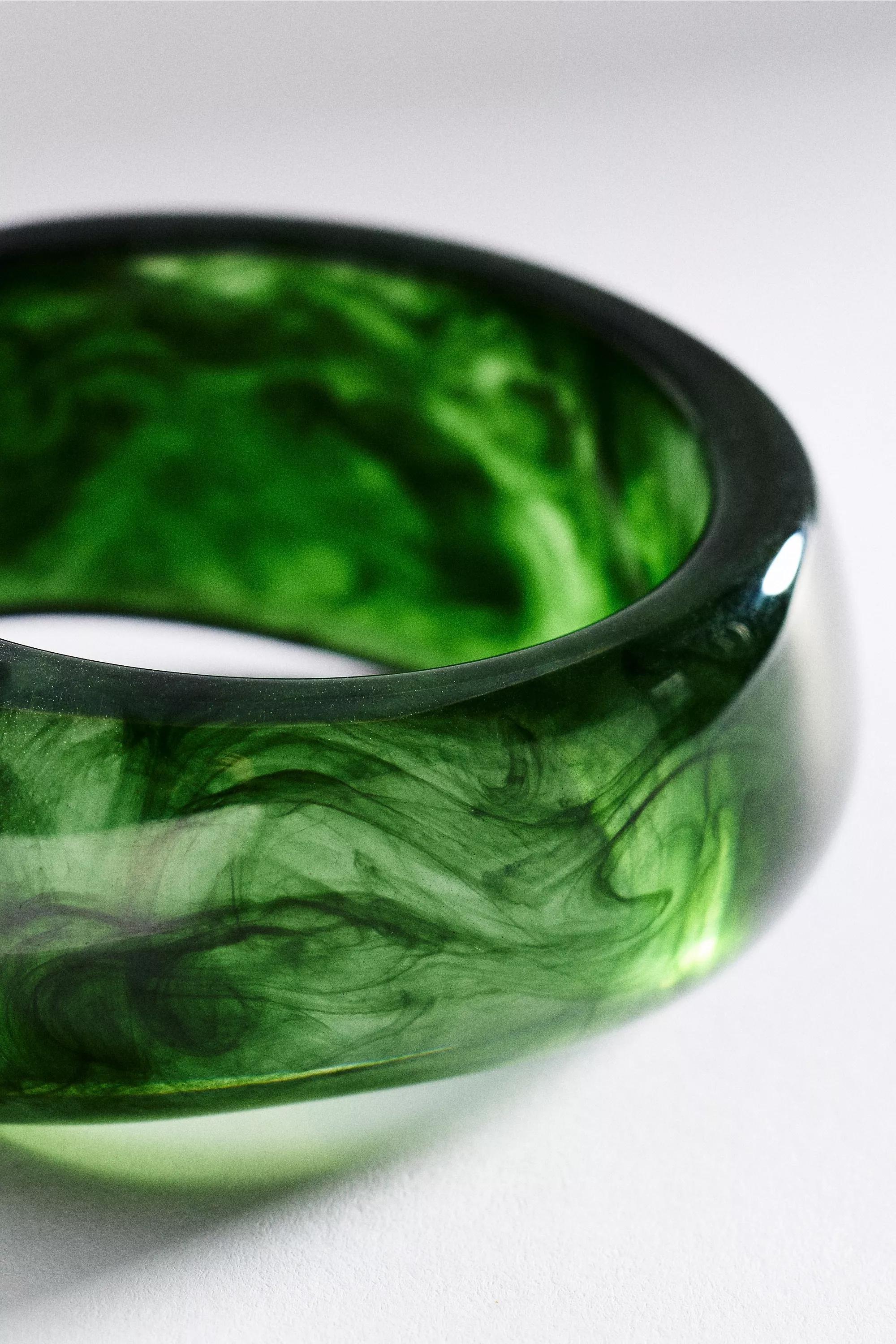 Chunky Resin Bangle Bracelet, Green, A501_0030, large image number 2