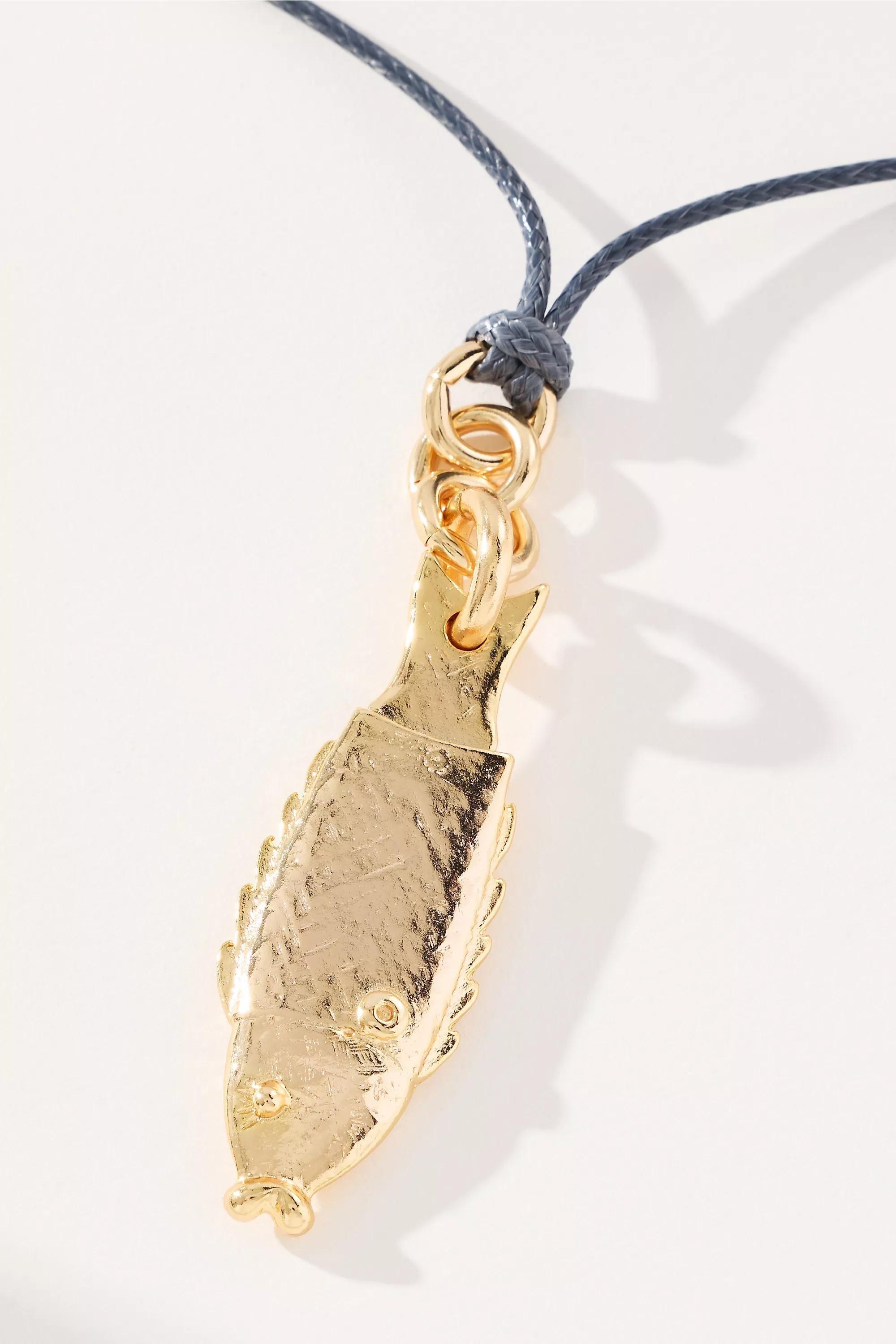 Fish Pendant Necklace, Gold, A501_0070, large image number 1