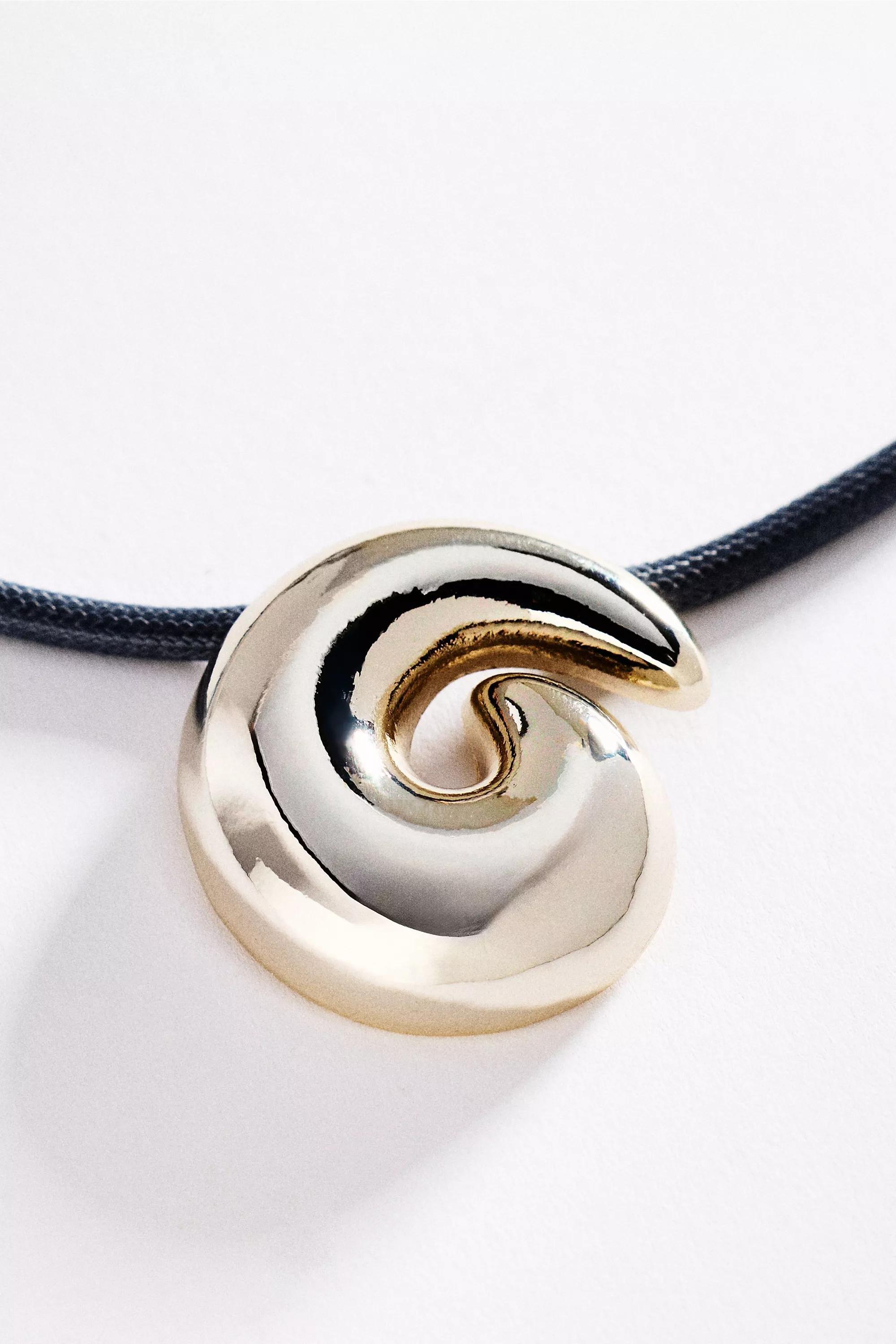Corded Swirl Pendant Necklace, Silver, A501_0007, large image number 1