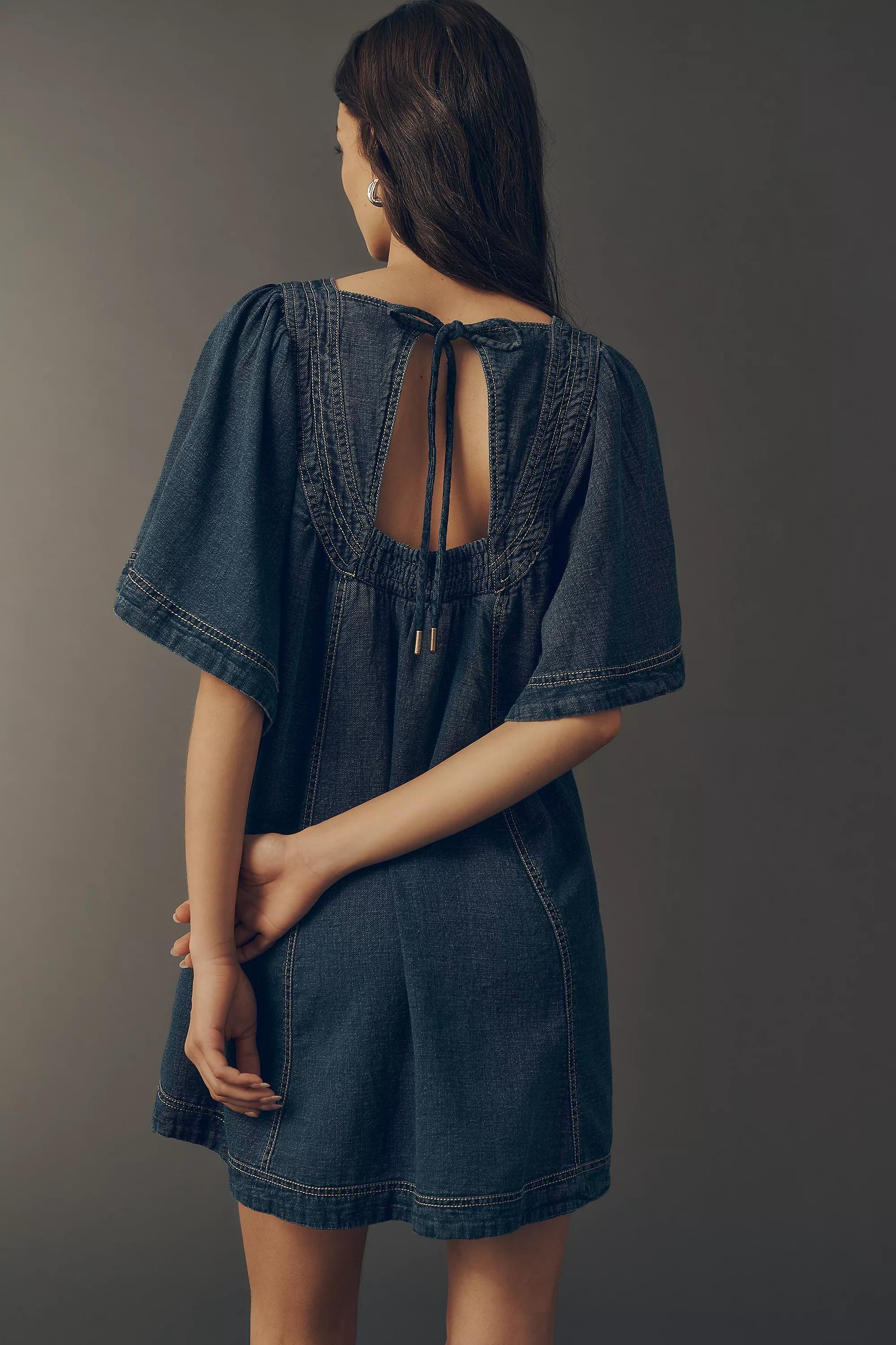By Pilcro Denim Mini Swing Dress, Navy, Blue, large image number 1