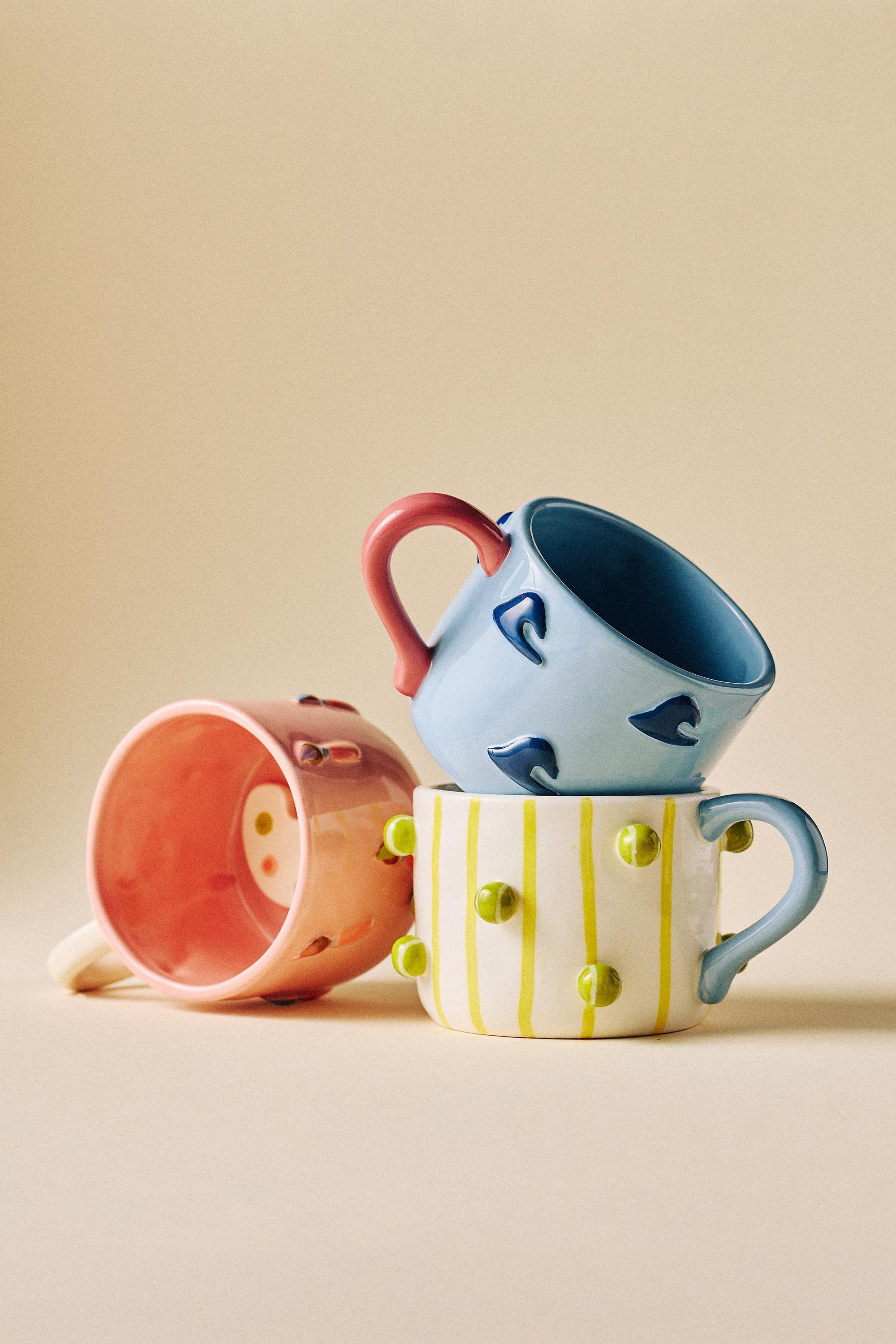 Winged Pupa Stoneware Hobby Mug, White, White, large image number 4