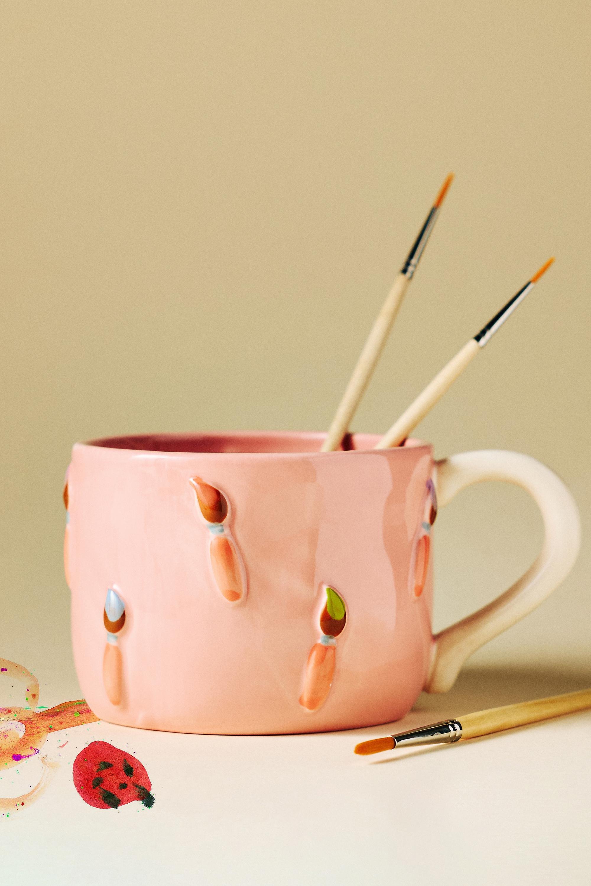 Winged Pupa Stoneware Hobby Mug, Pink, Pink, large image number 5