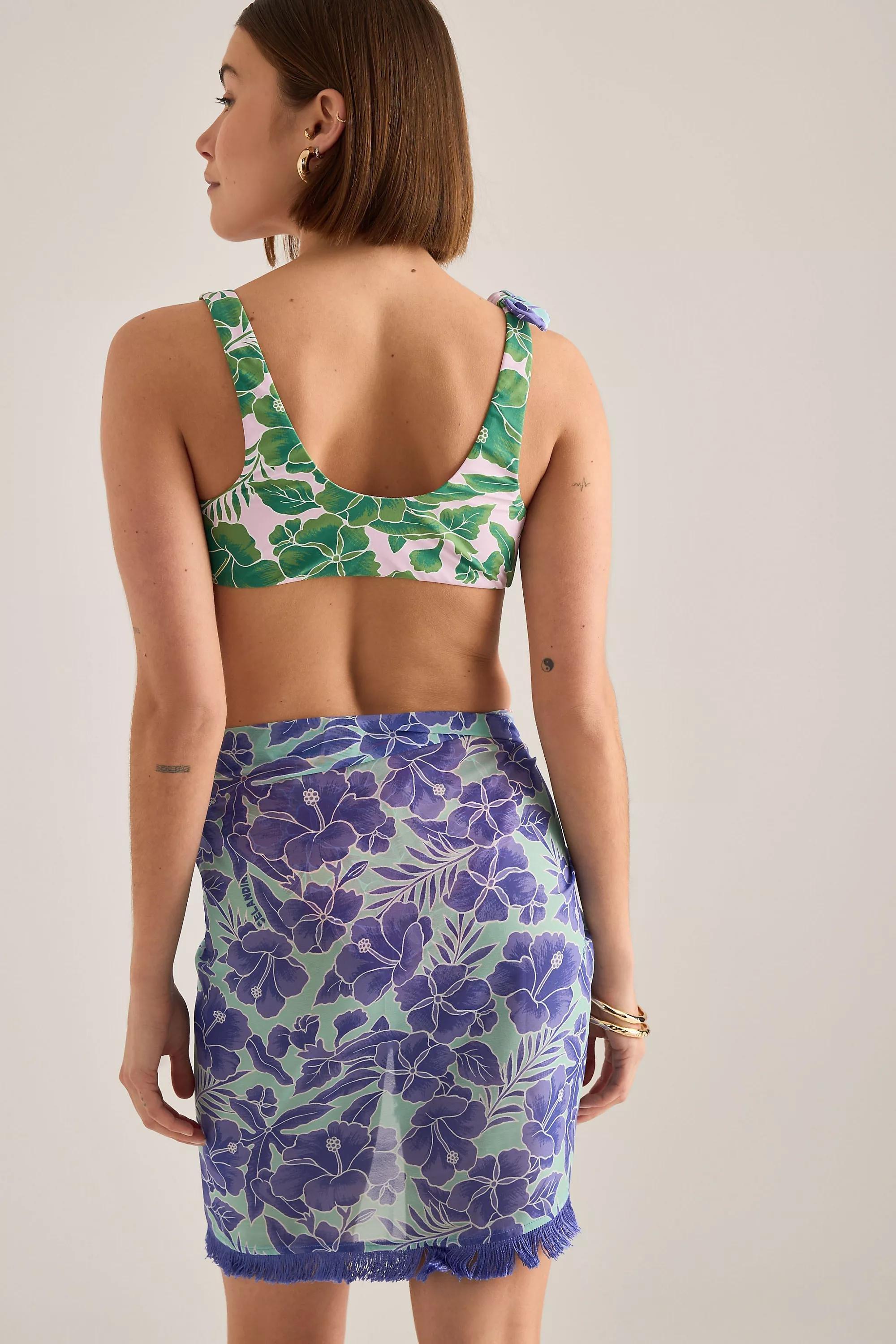 By Celandine Fringed Pattern Mini Sarong, Blue, A501_0049, large image number 1