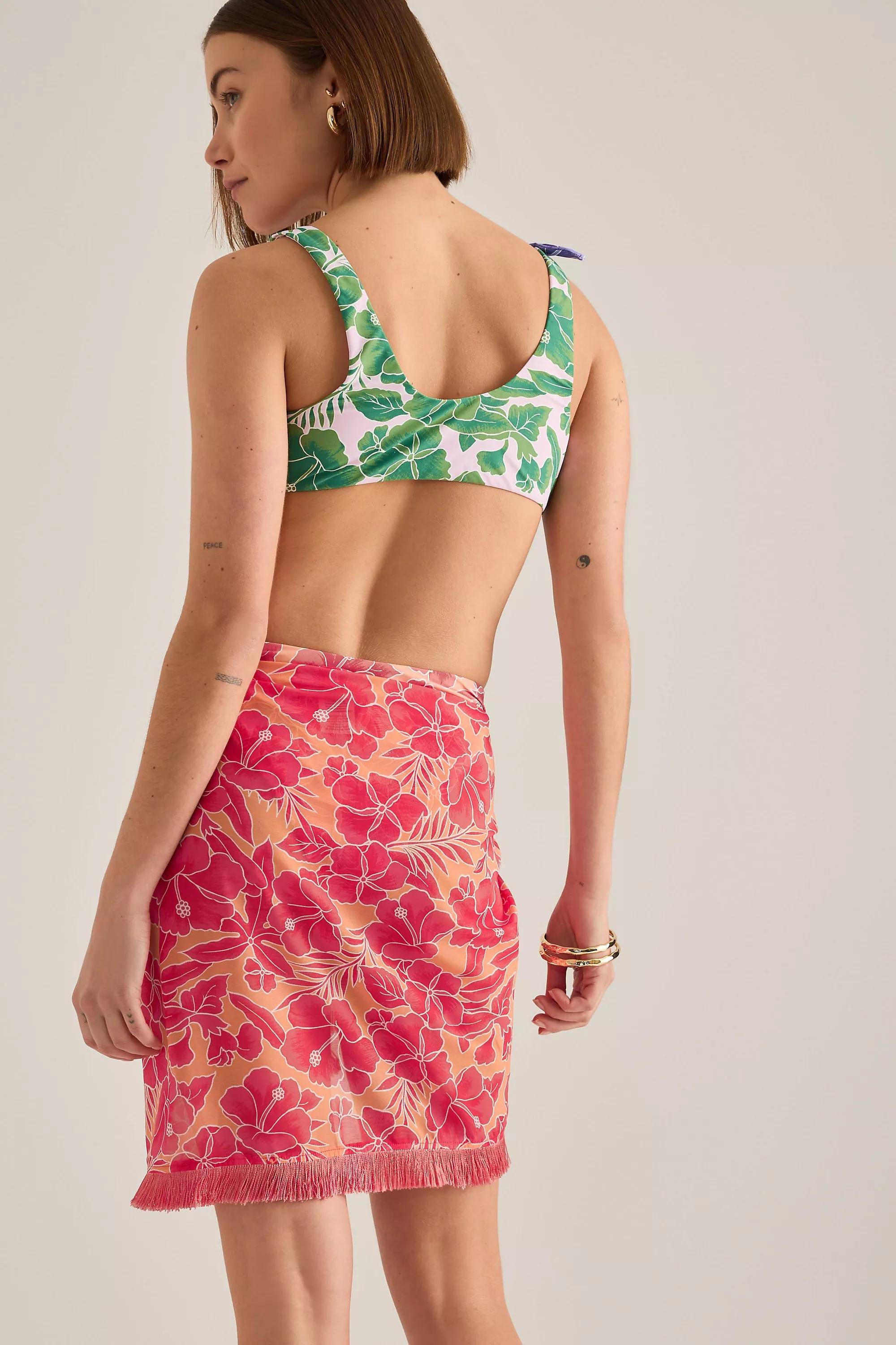 By Celandine Fringed Pattern Mini Sarong, Pink, A501_0266, large image number 3