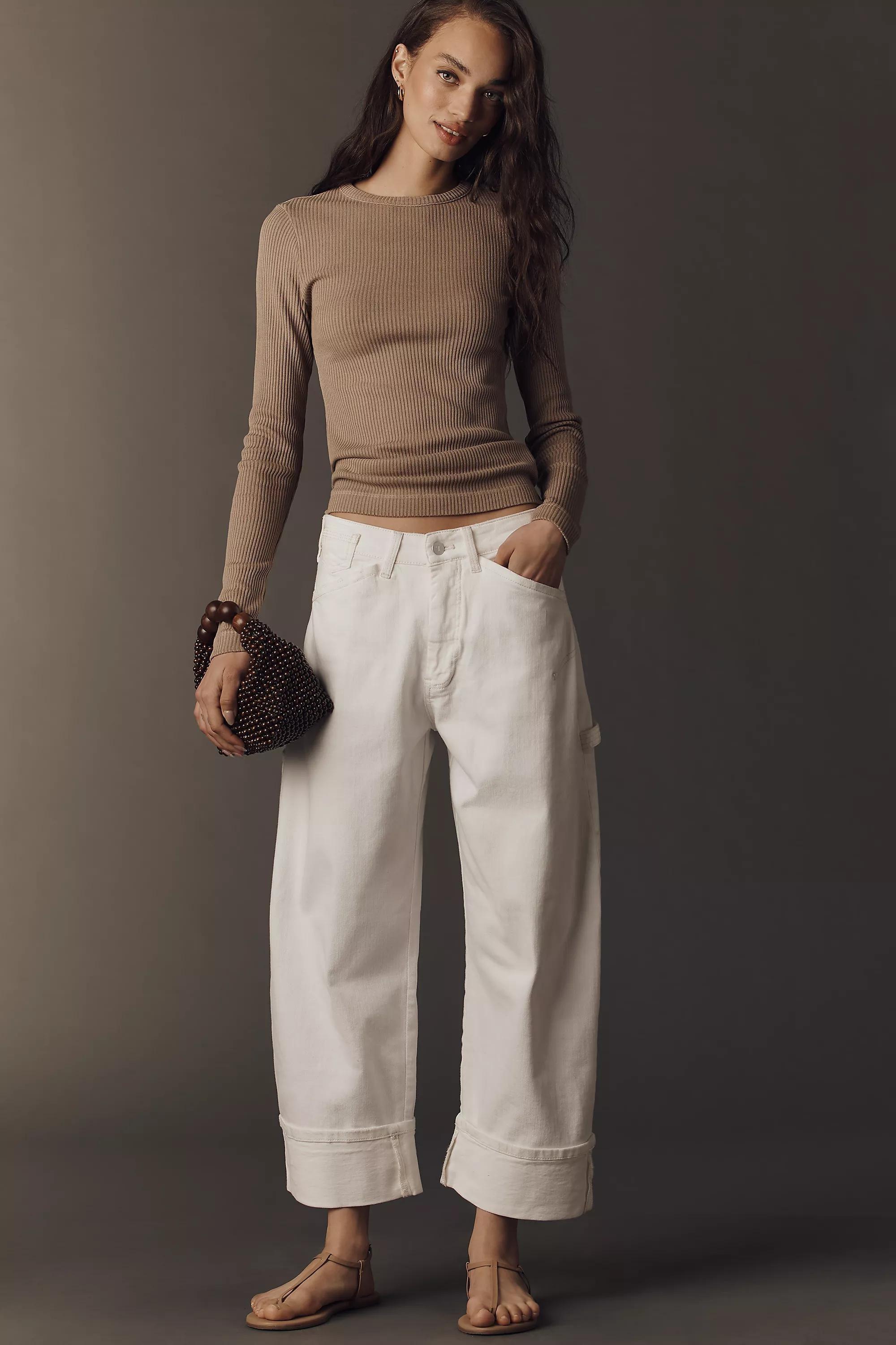 The Kayden High-Rise Cuffed Tapered Jeans By Pilcro, White, A501_0010, large image number 1