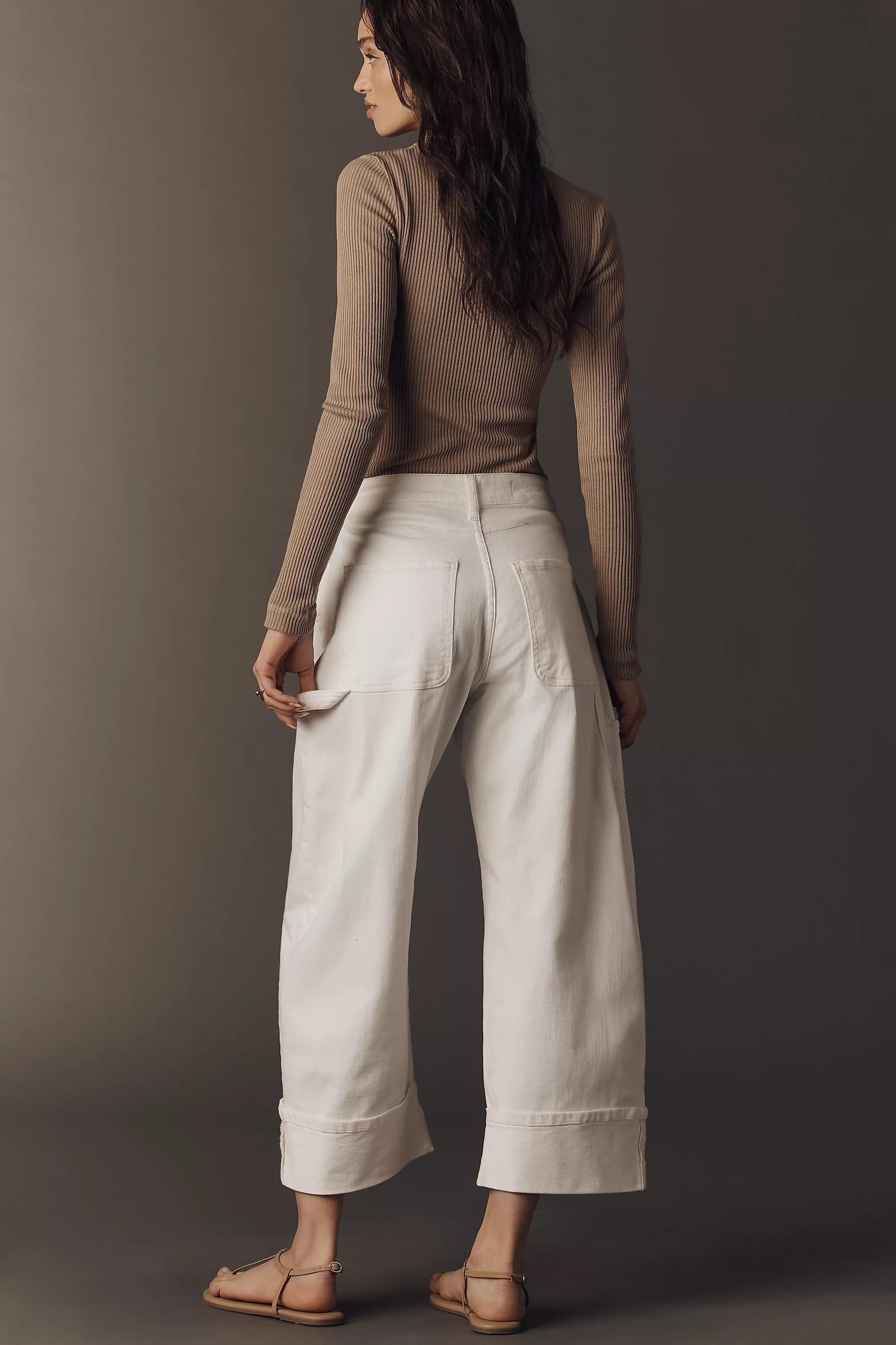 The Kayden High-Rise Cuffed Tapered Jeans By Pilcro, White, A501_0010, large image number 2