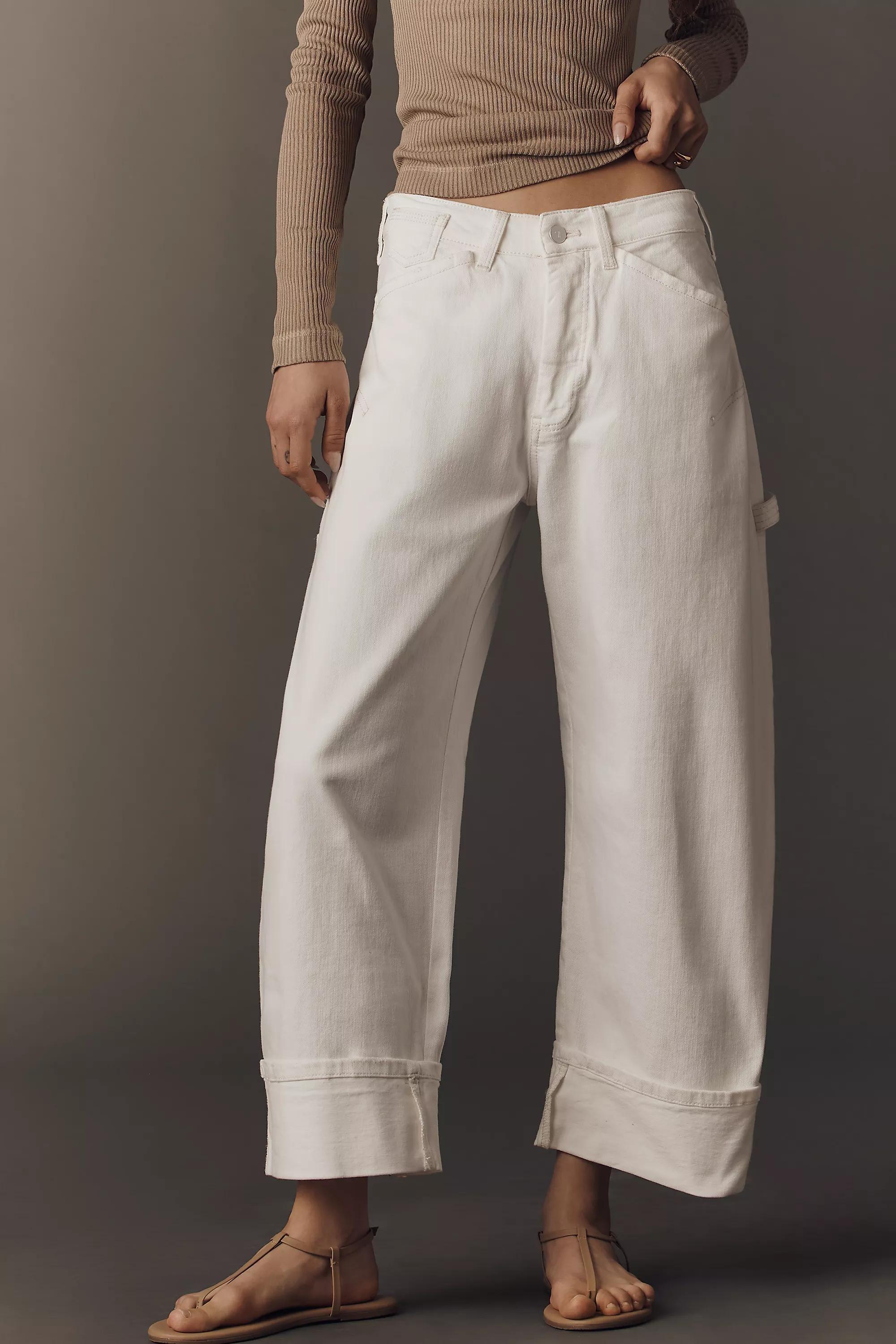 The Kayden High-Rise Cuffed Tapered Jeans By Pilcro, White, A501_0010, large image number 4