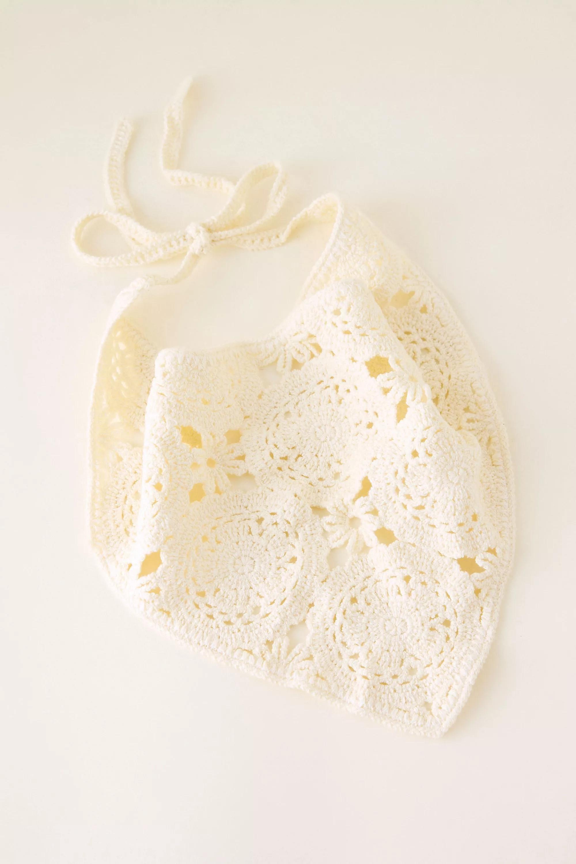 Floral Crochet Headscarf, Yellow, A501_0072, large image number 0