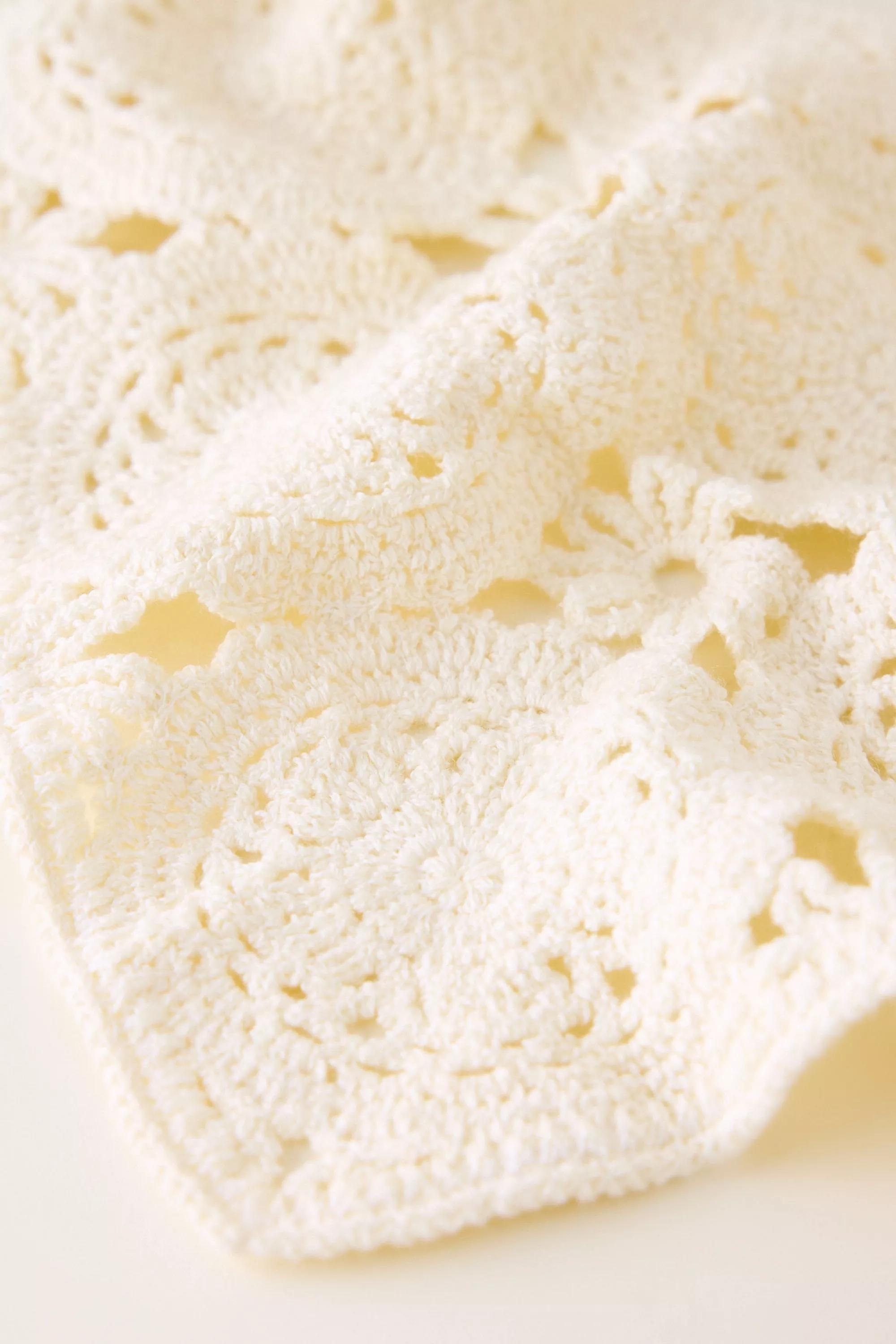 Floral Crochet Headscarf, Yellow, A501_0072, large image number 1