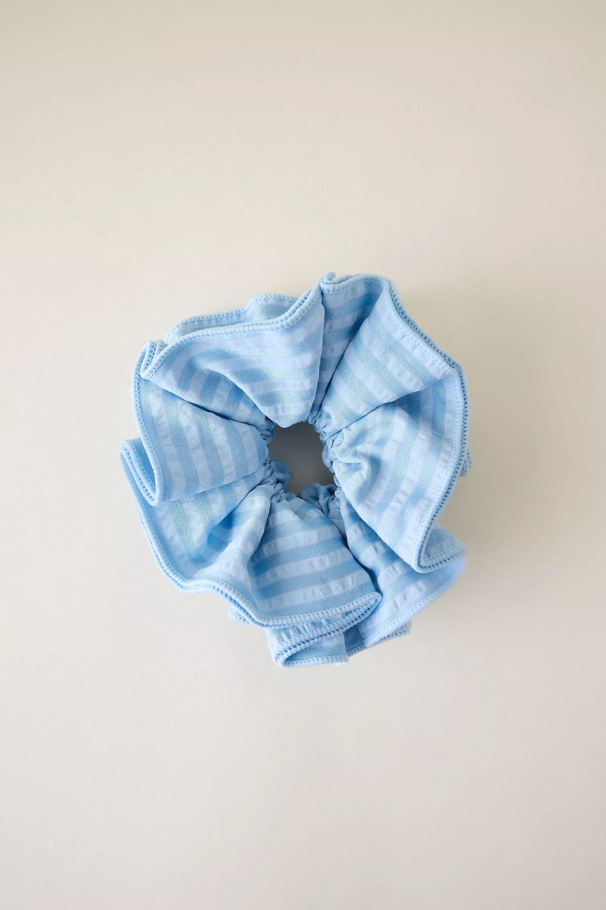 Stripe Oversized Scrunchie, Blue, A501_0040, large image number 0