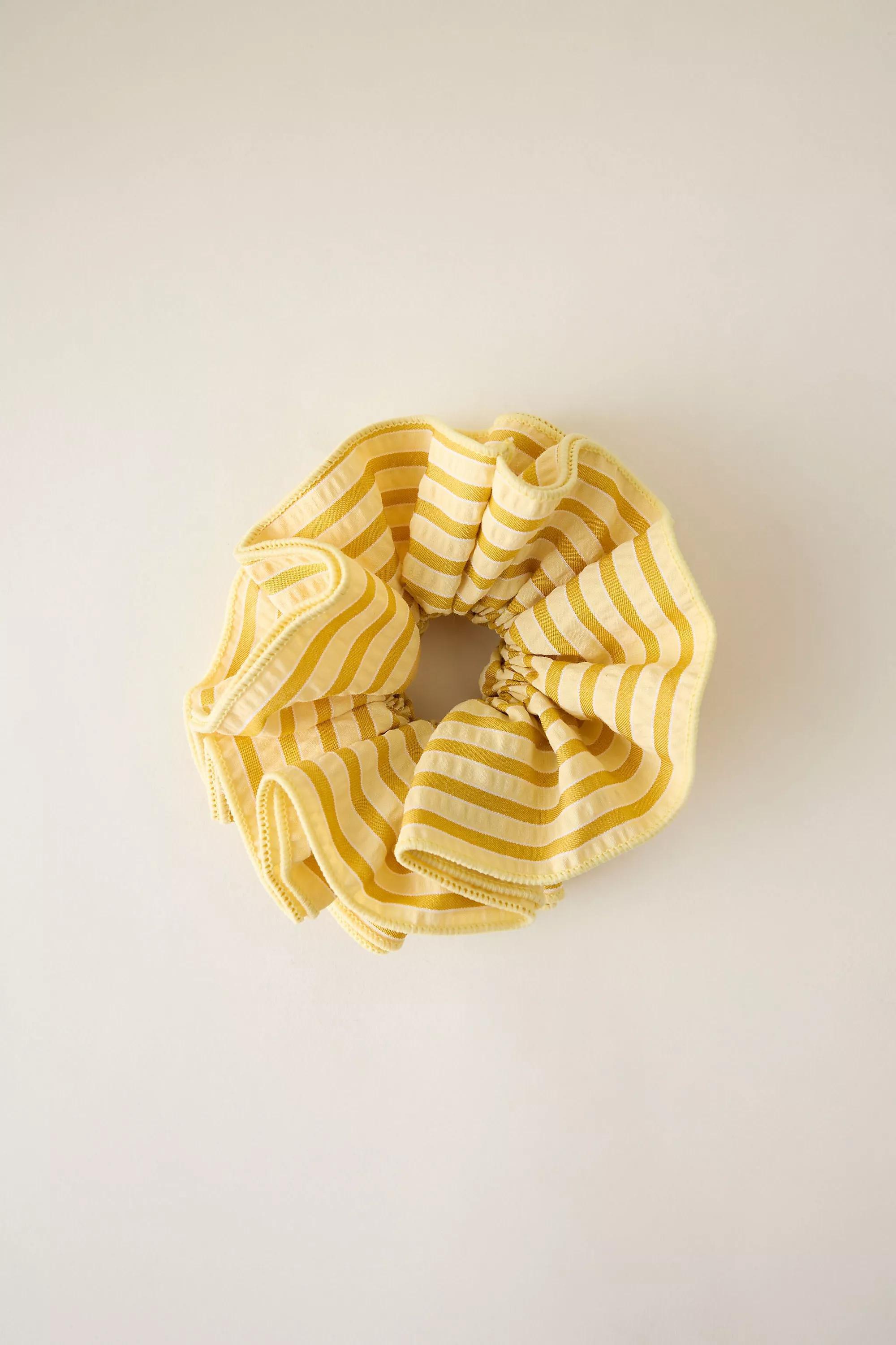 Stripe Oversized Scrunchie, Yellow, A501_0072, medium