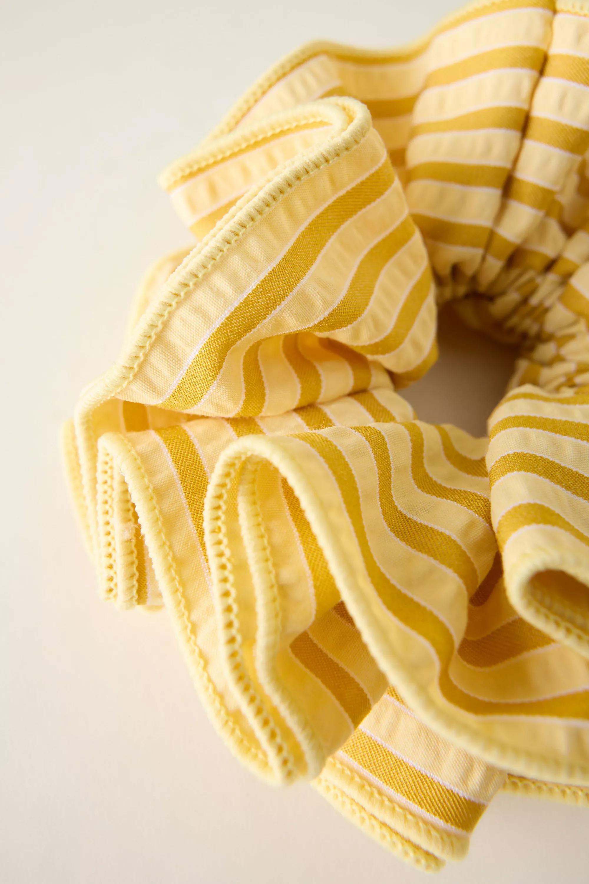 Stripe Oversized Scrunchie, Yellow, A501_0072, large image number 1