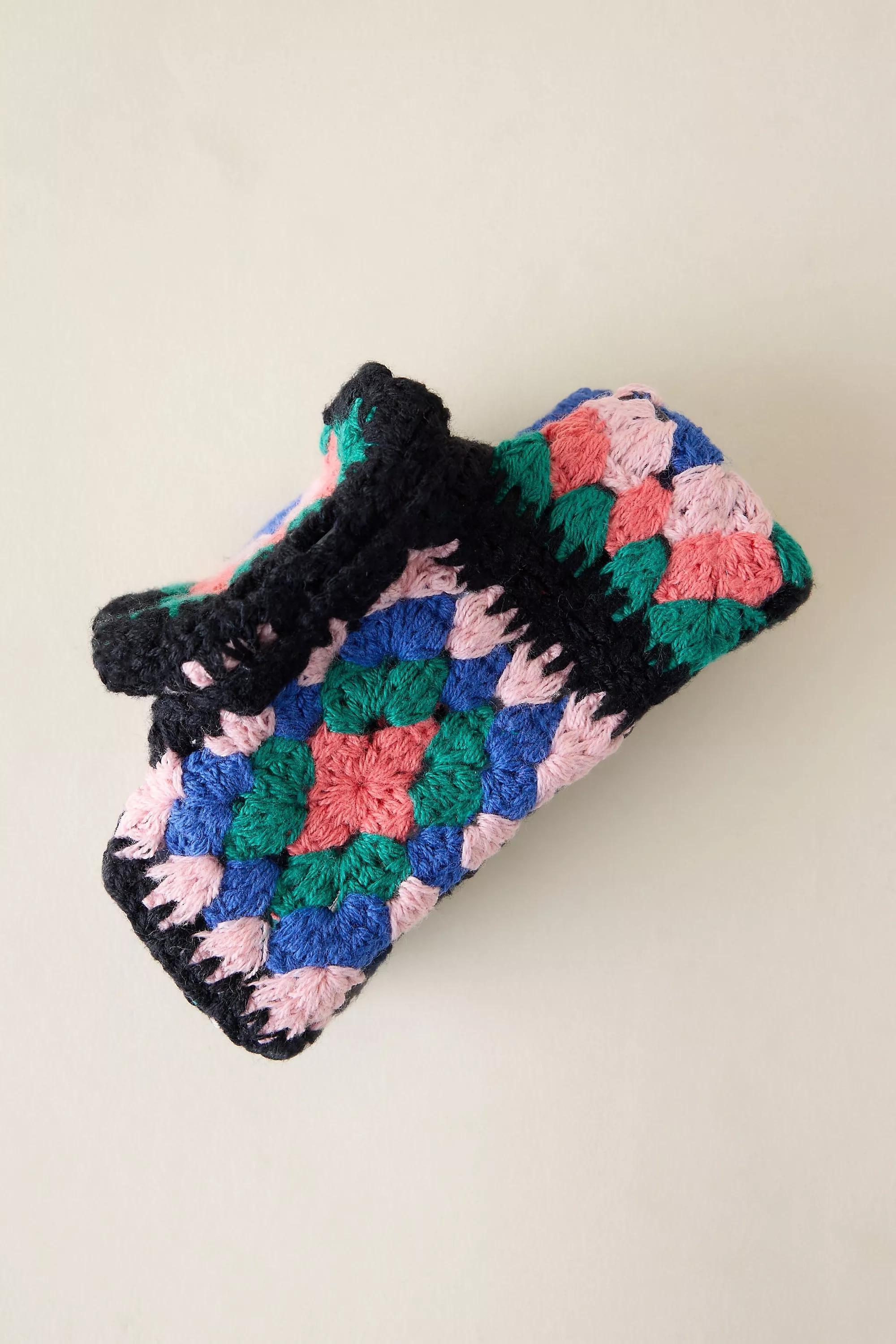 Crochet Claw Clip, Black, Black, medium