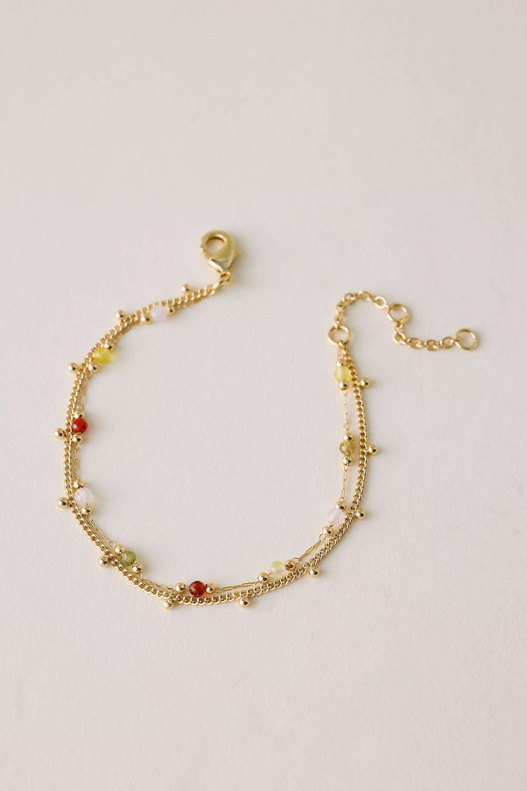 Delicate Beaded Layered Bracelet, Yellow, A501_0034, large image number 0