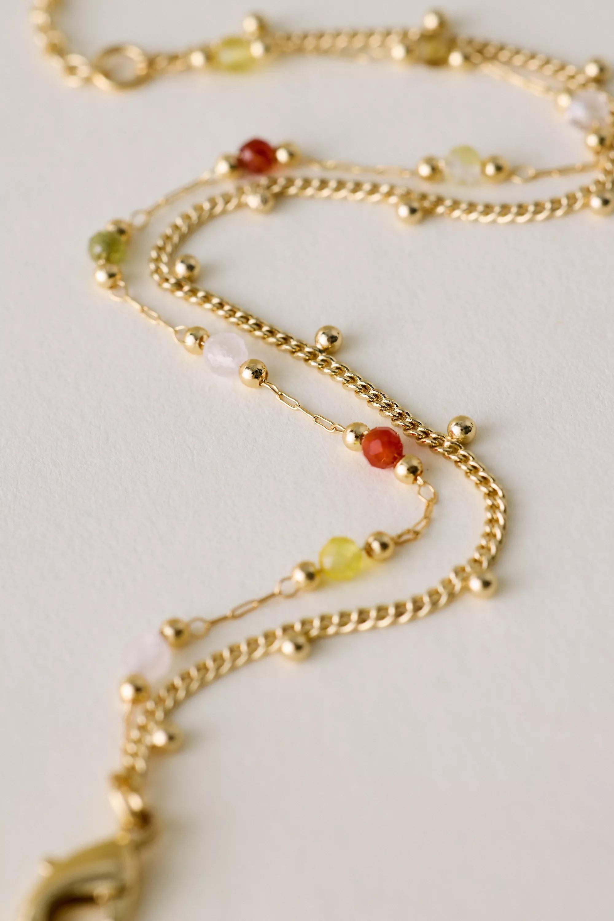 Delicate Beaded Layered Bracelet, Yellow, A501_0034, large image number 1