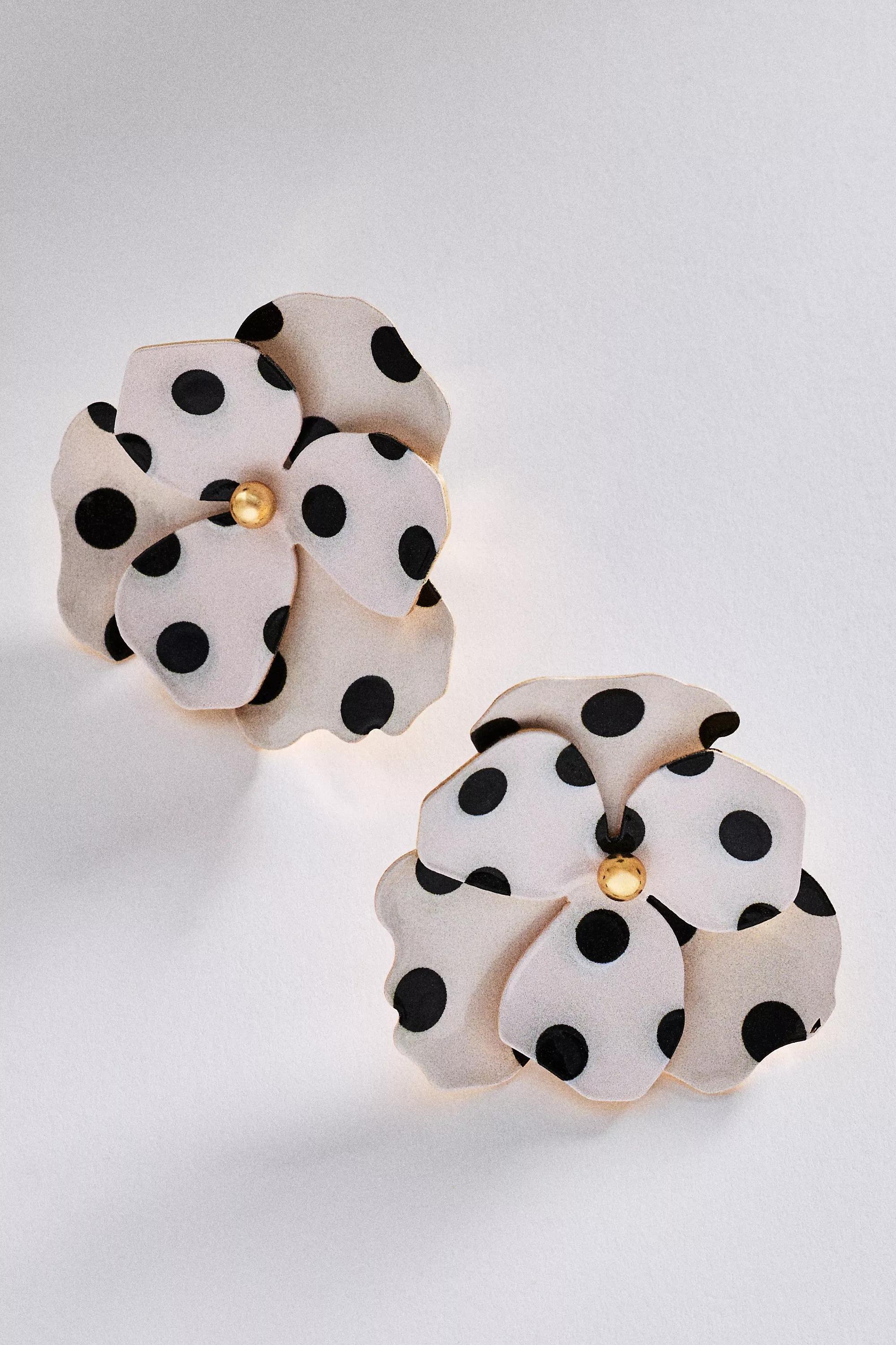 By Maeve Floral Polka Dot Earrings, White, A501_0010, large image number 0