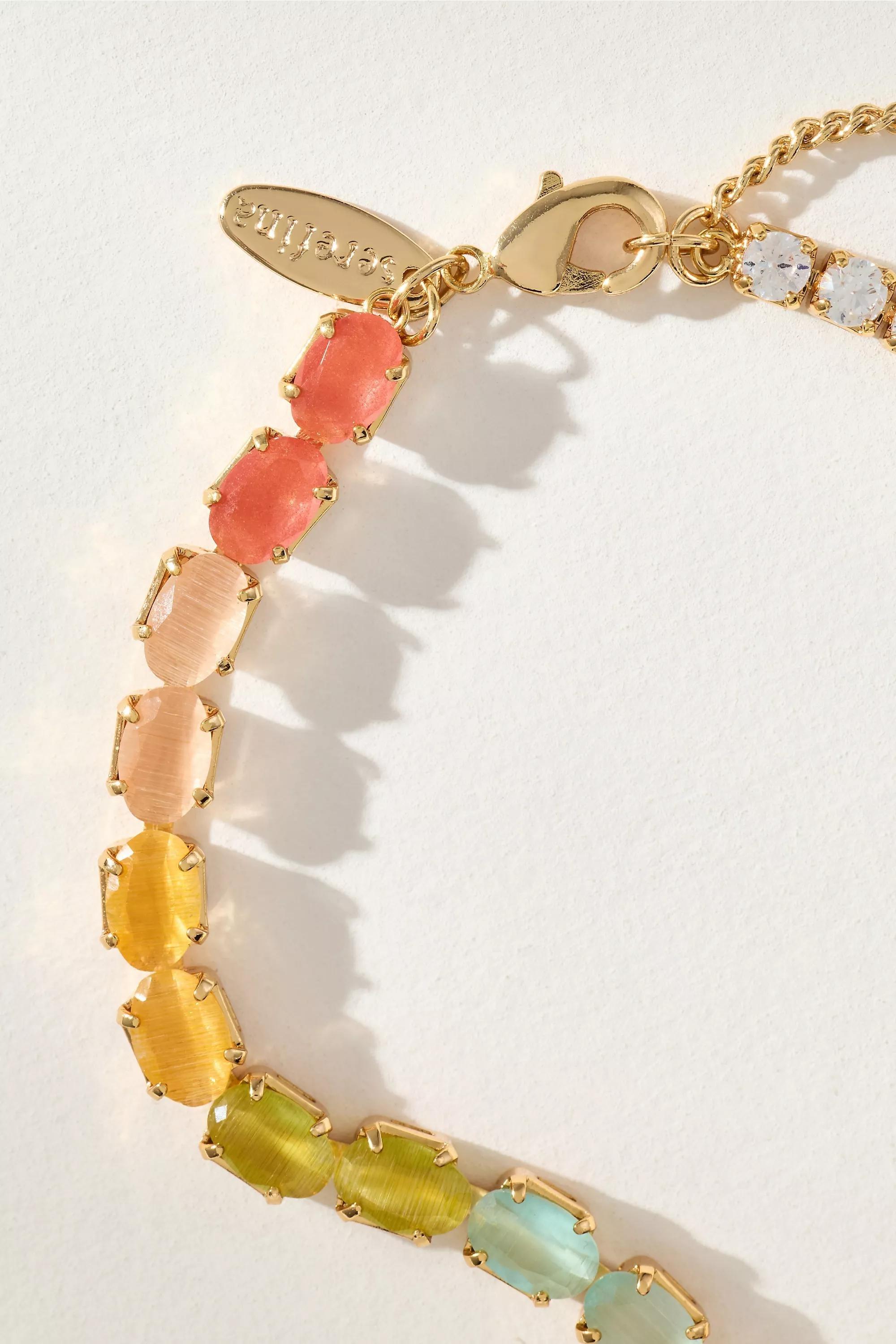By Anthropologie Colourful Crystal Stone Bracelet, Multicolour, Multicolour, large image number 1