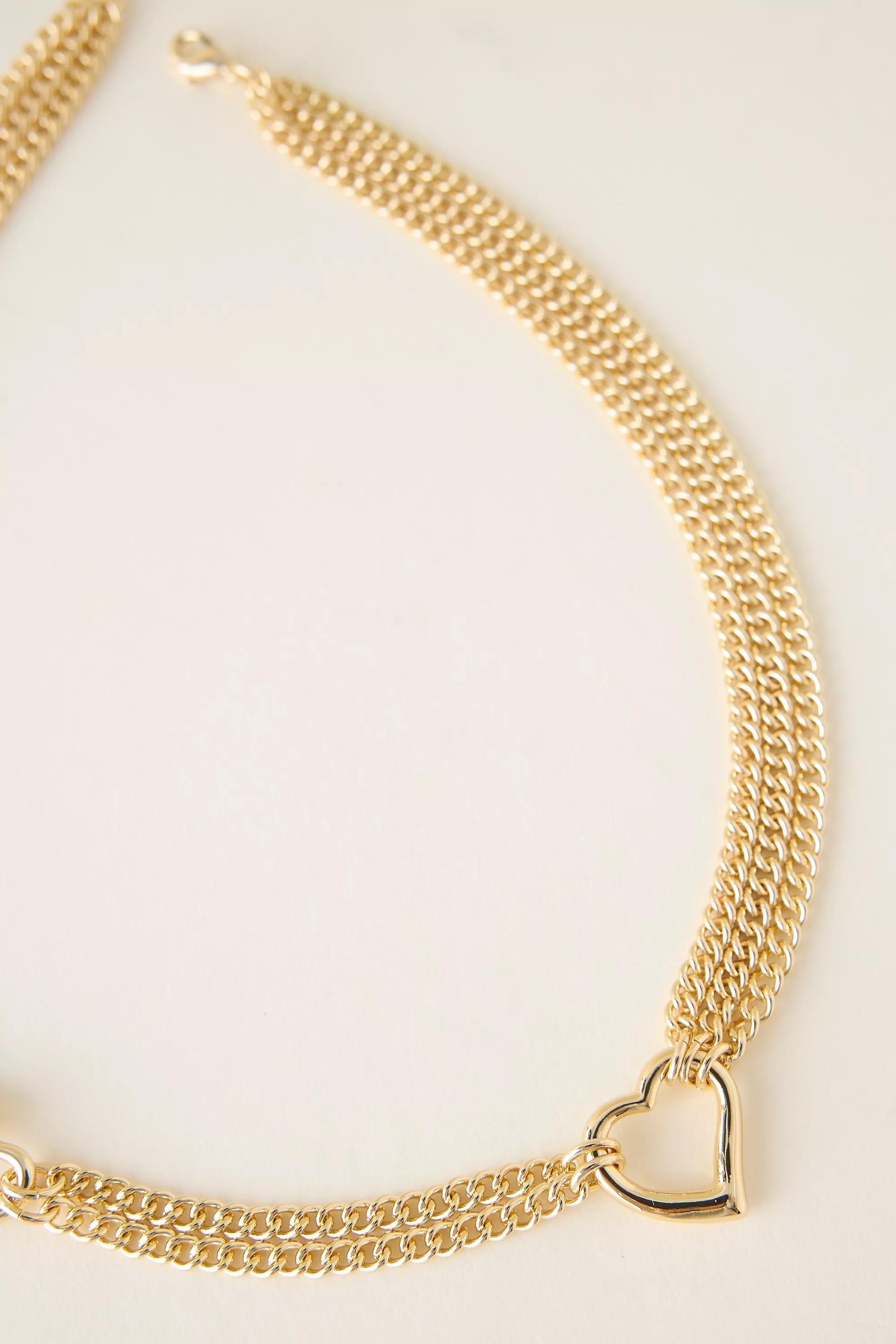 Multi-Chain Heart Necklace, Gold, A501_0070, large image number 3