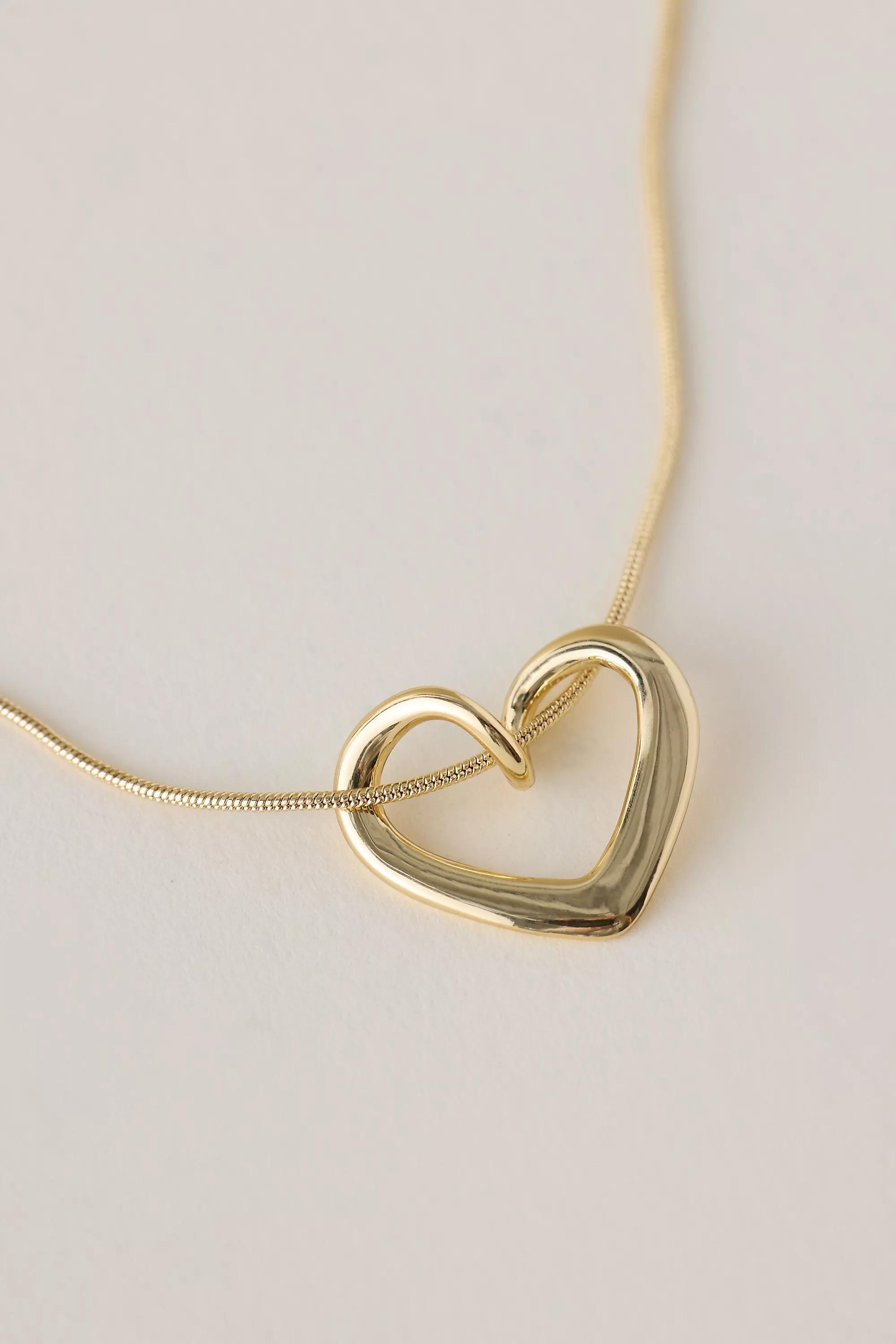 Entwined Heart Pendant Necklace, Gold, A501_0070, large image number 3