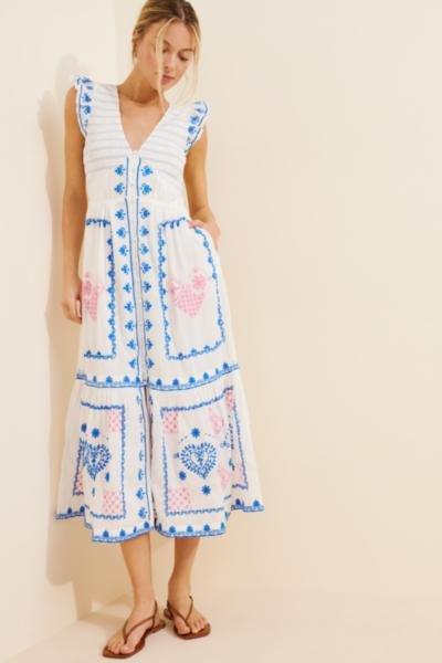 Peregrine Placed Embroidered Midi Dress Blue, A501_0049, large image number 0