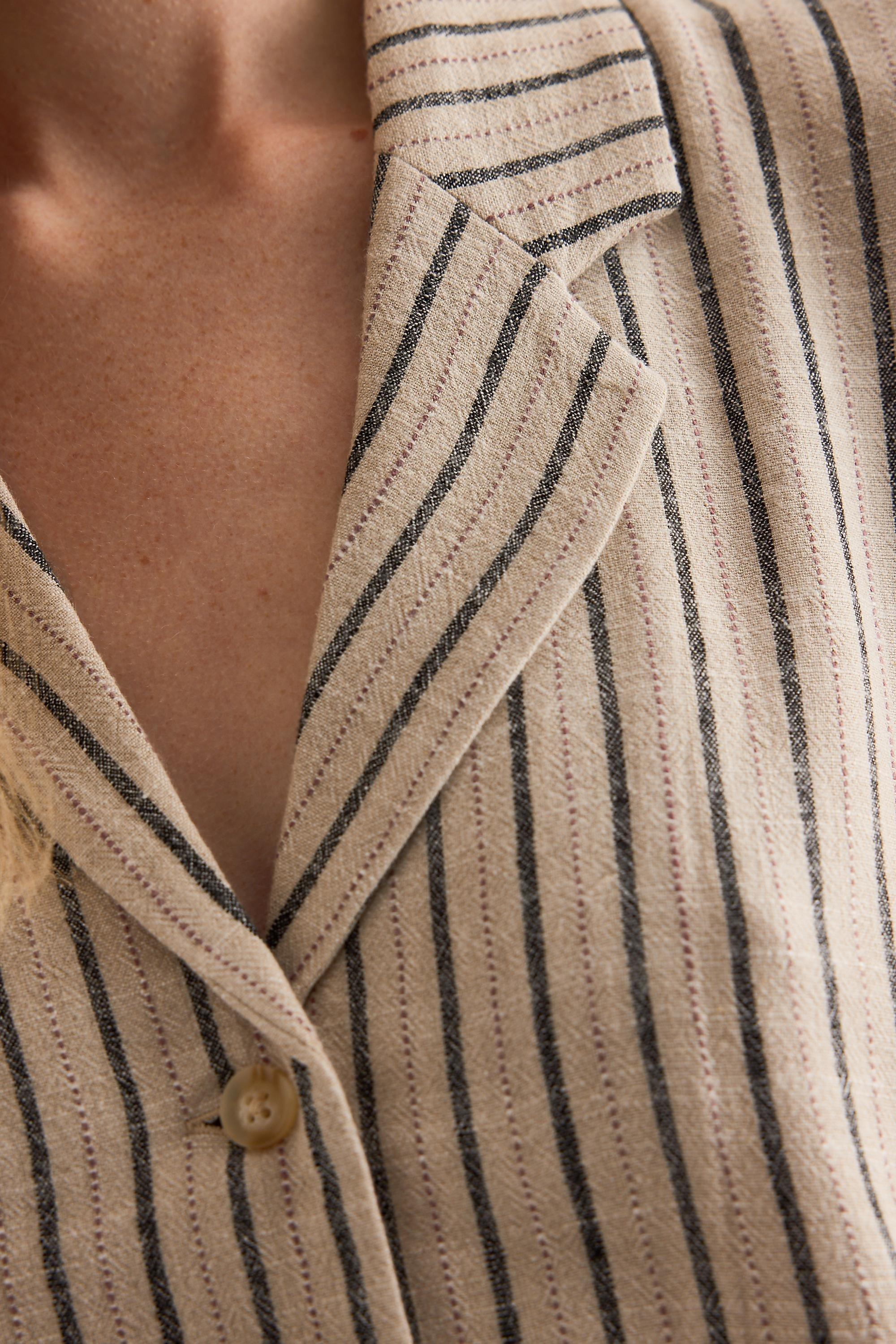 Object Sanne Stripe Short-Sleeve Shirt, Beige, Cream, large image number 4