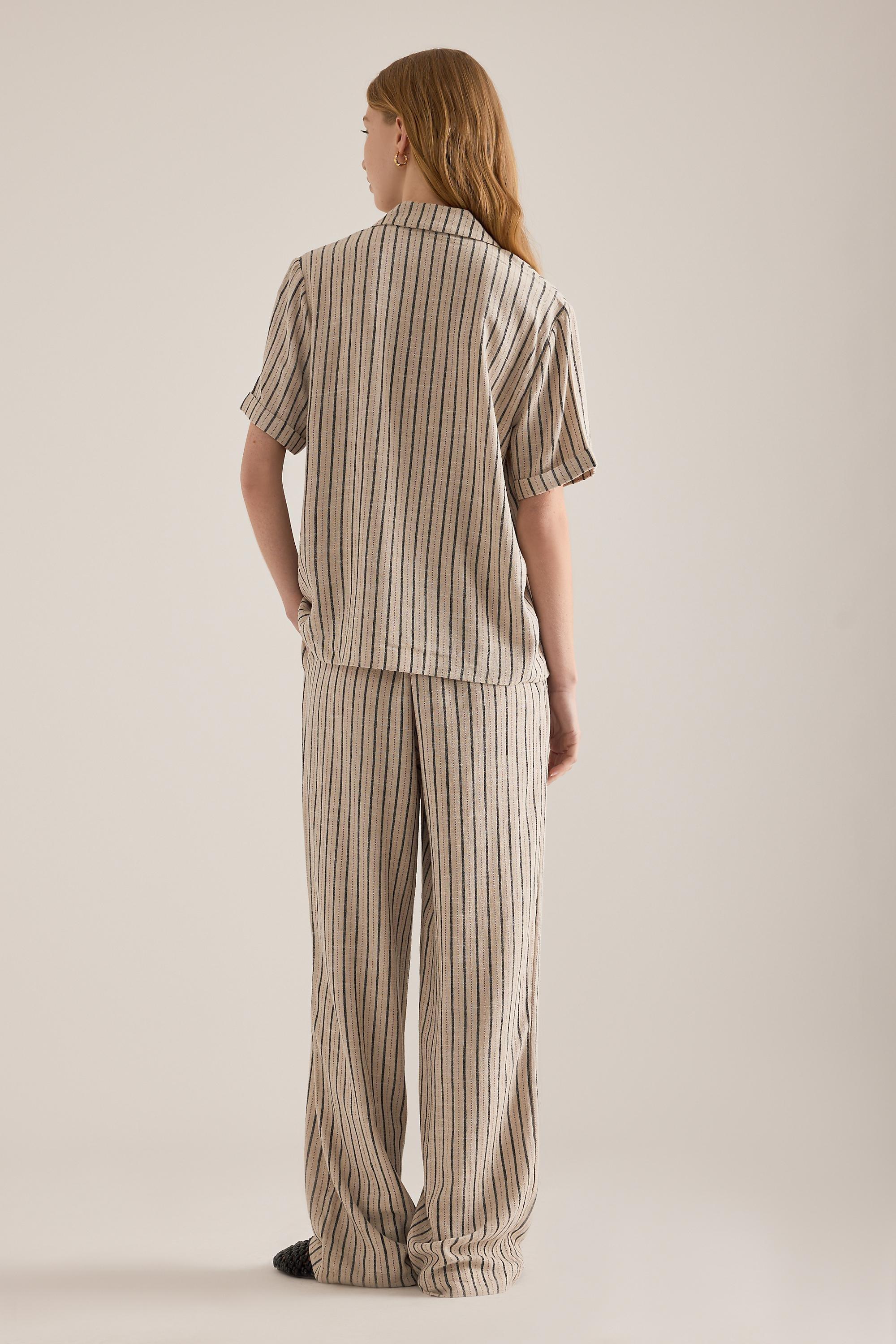 Object Sanne Stripe Short-Sleeve Shirt, Beige, Cream, large image number 5