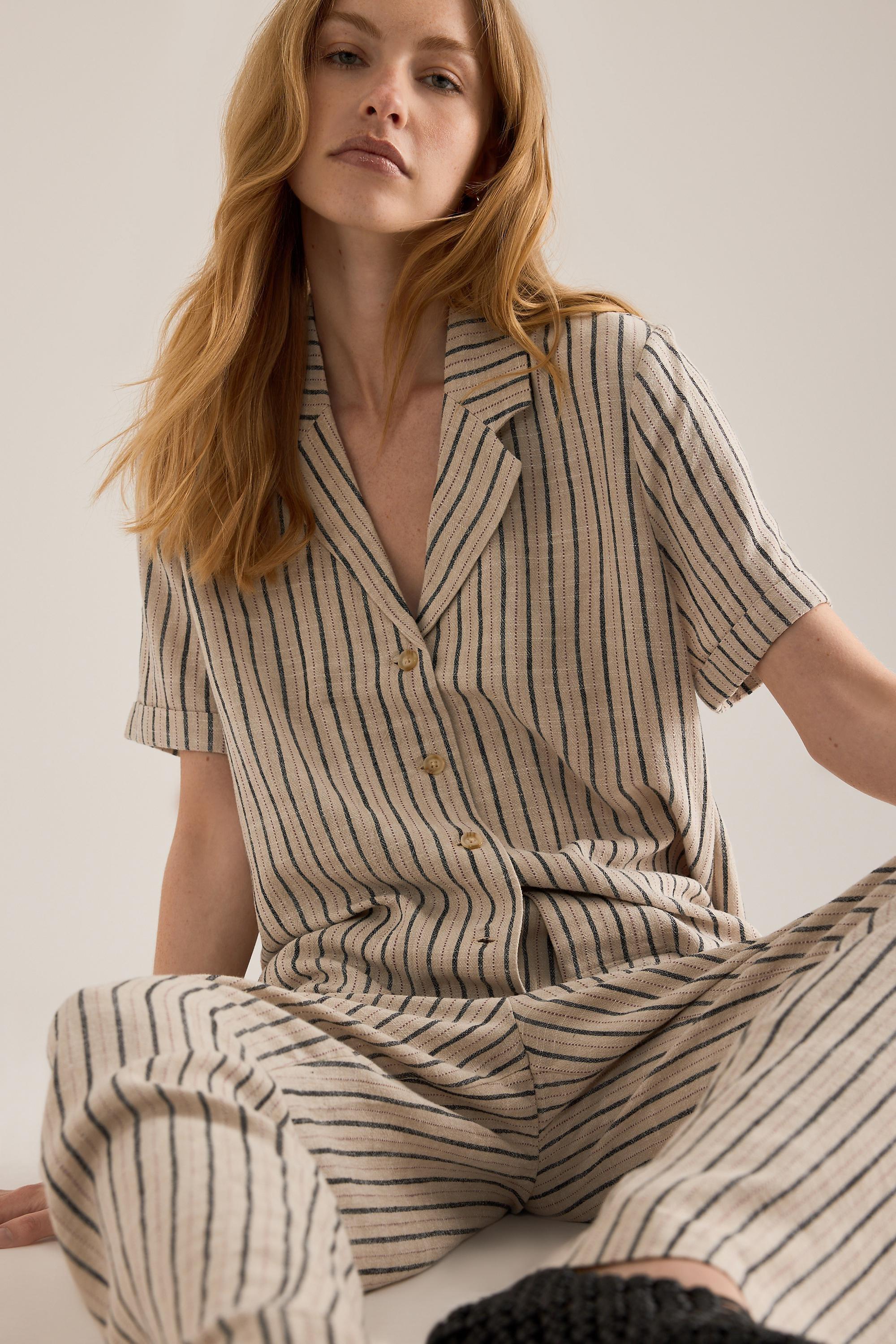 CREAM Object Sanne Stripe Wide-Leg Trousers, Cream, large image number 4