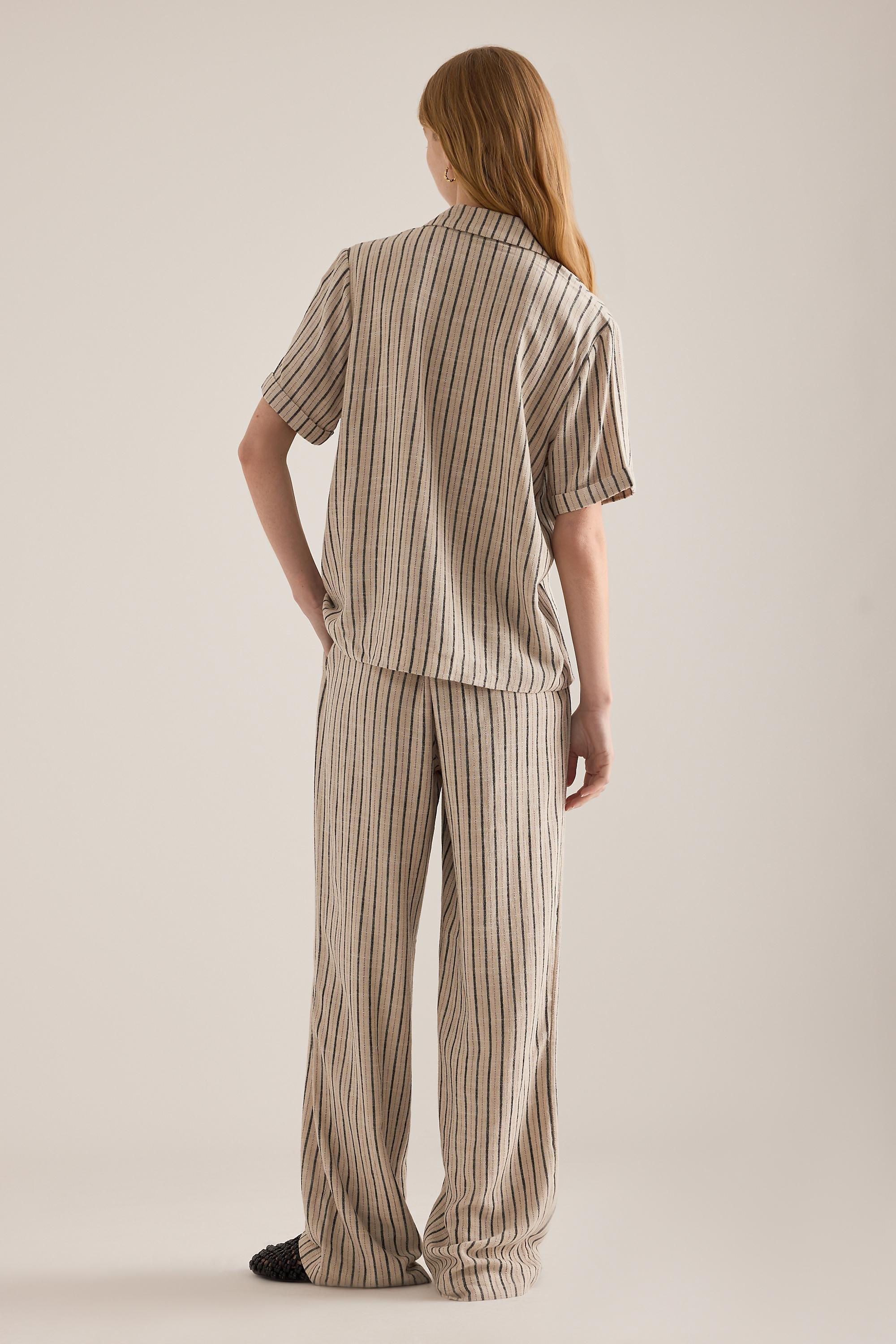 CREAM Object Sanne Stripe Wide-Leg Trousers, Cream, large image number 5