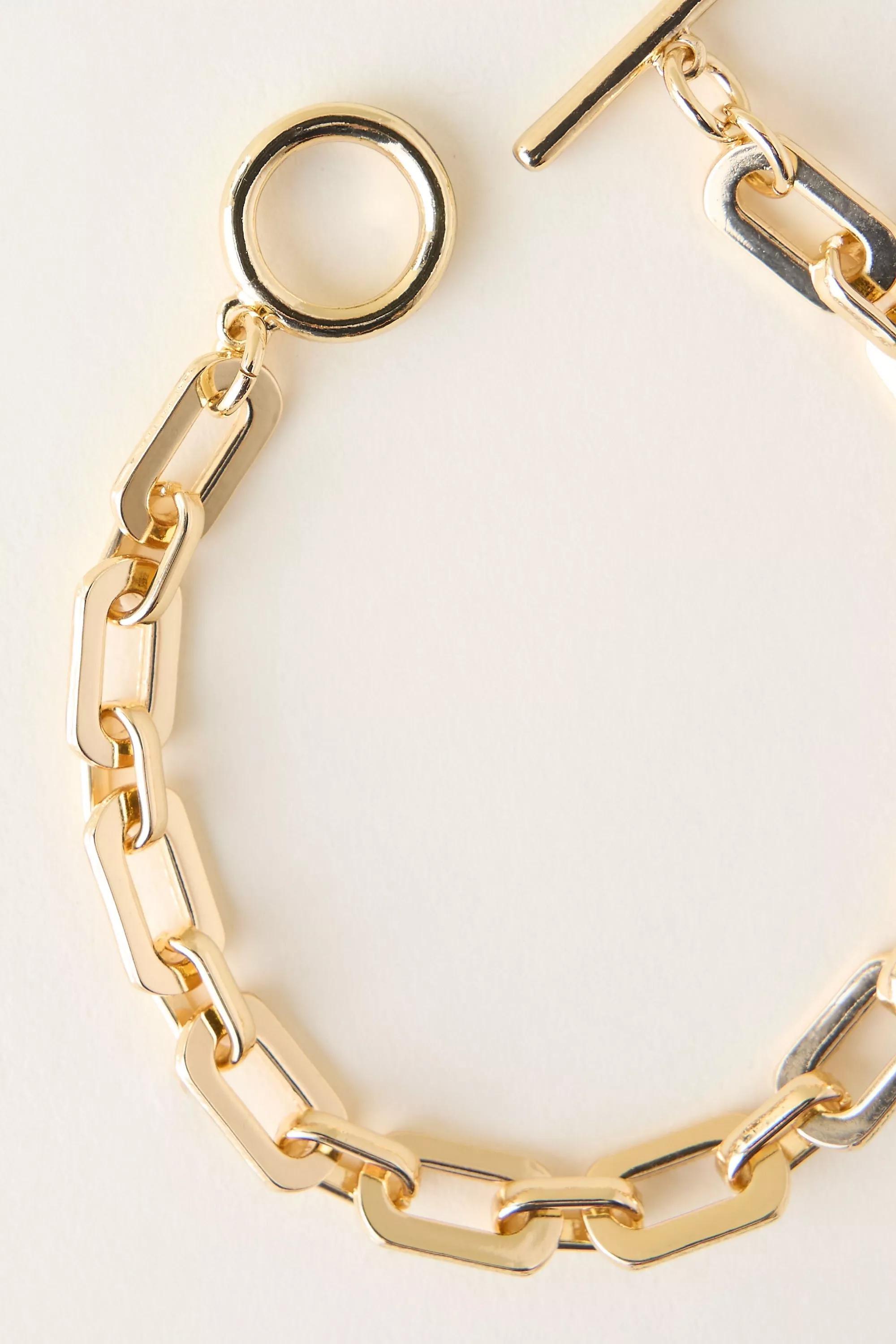 Link Chain Bracelet, Gold, A501_0070, large image number 1