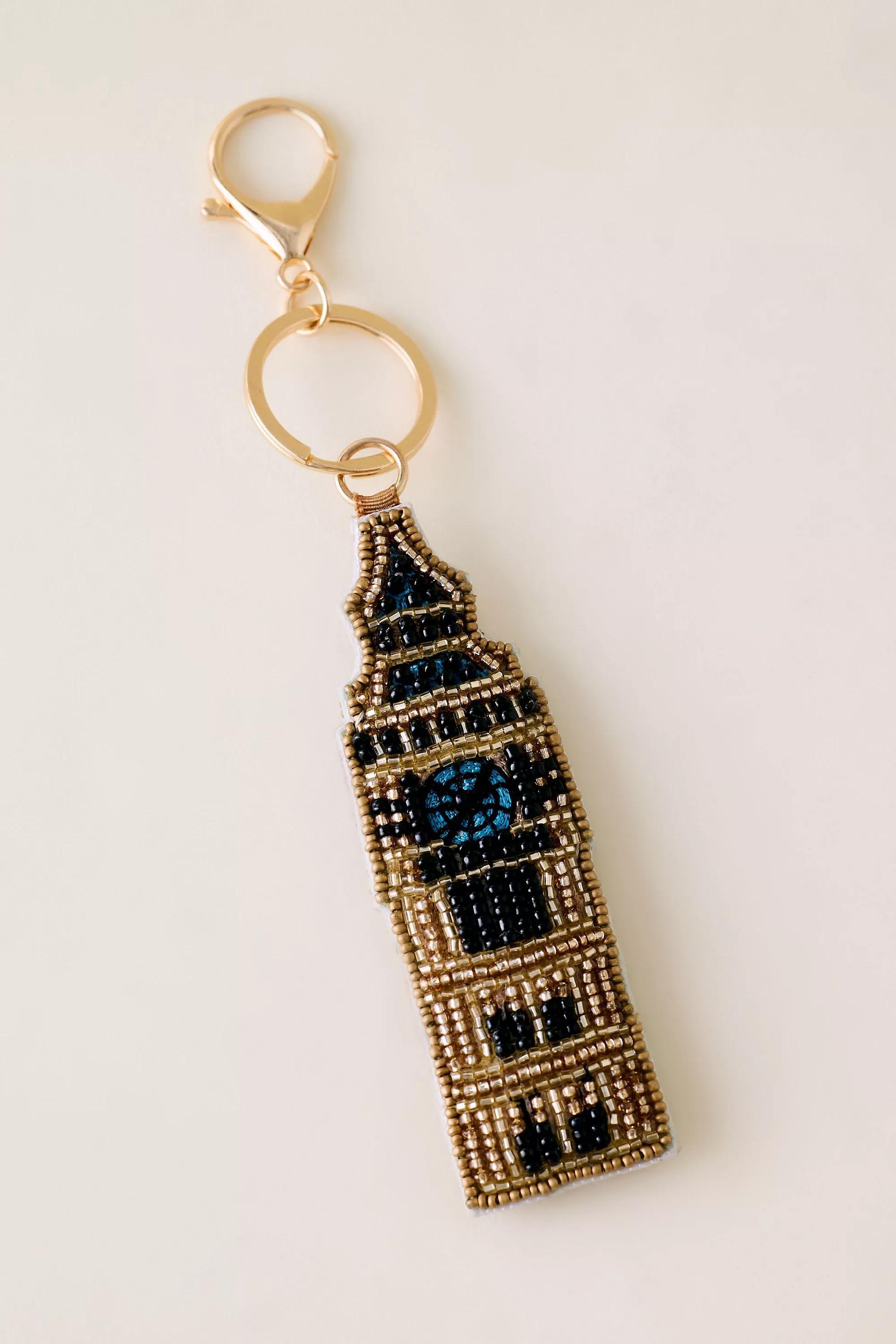 Pattern Beaded Big Ben Bag Charm, Brown, A501_0029, large image number 1